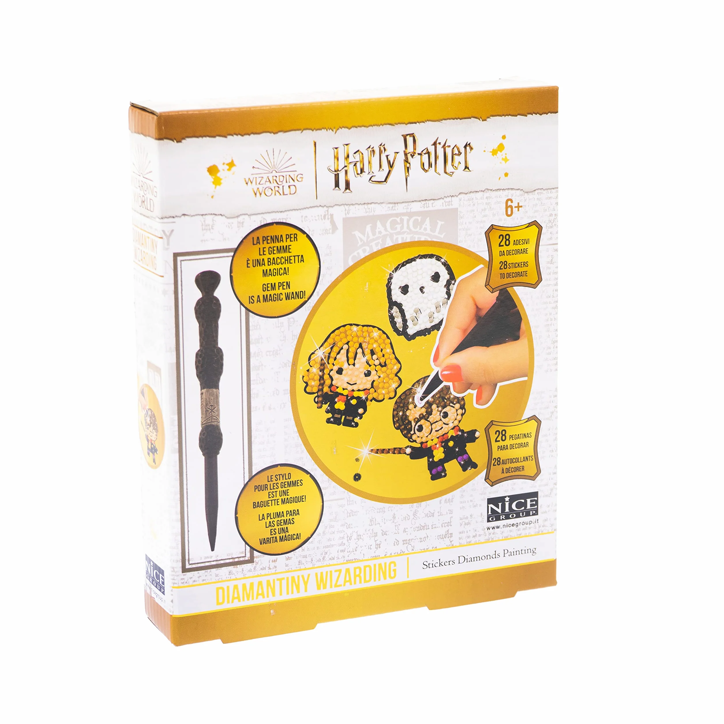 DIAMANTINY Harry Potter – Wizarding Deco Stickers – Kit crea il Mosaico, Attività Crystal Art, Diamond Painting, 27 adesivi da Decorare con Gemme - cod 21101