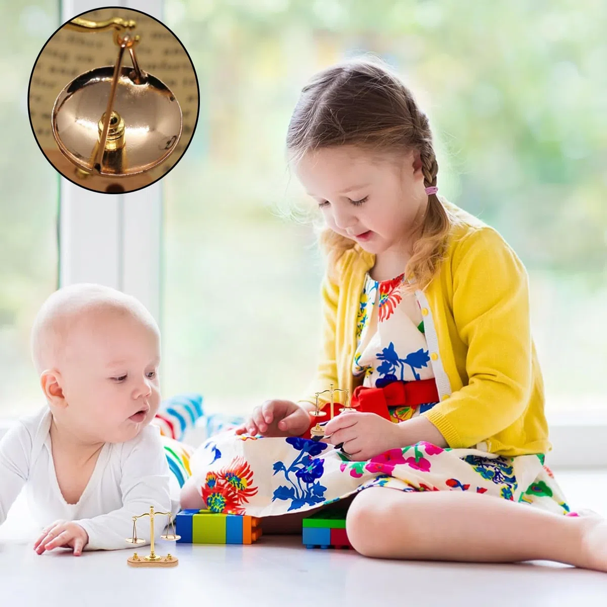 Mini Bilancia Decorativa, Mini Accessori Per La Casa Delle Bambole, Bilancia Giocattolo Per Bambini, Modello Retrò In Scala 1:12 Con 6 Pesi, Per Mini Decorazioni Domestiche