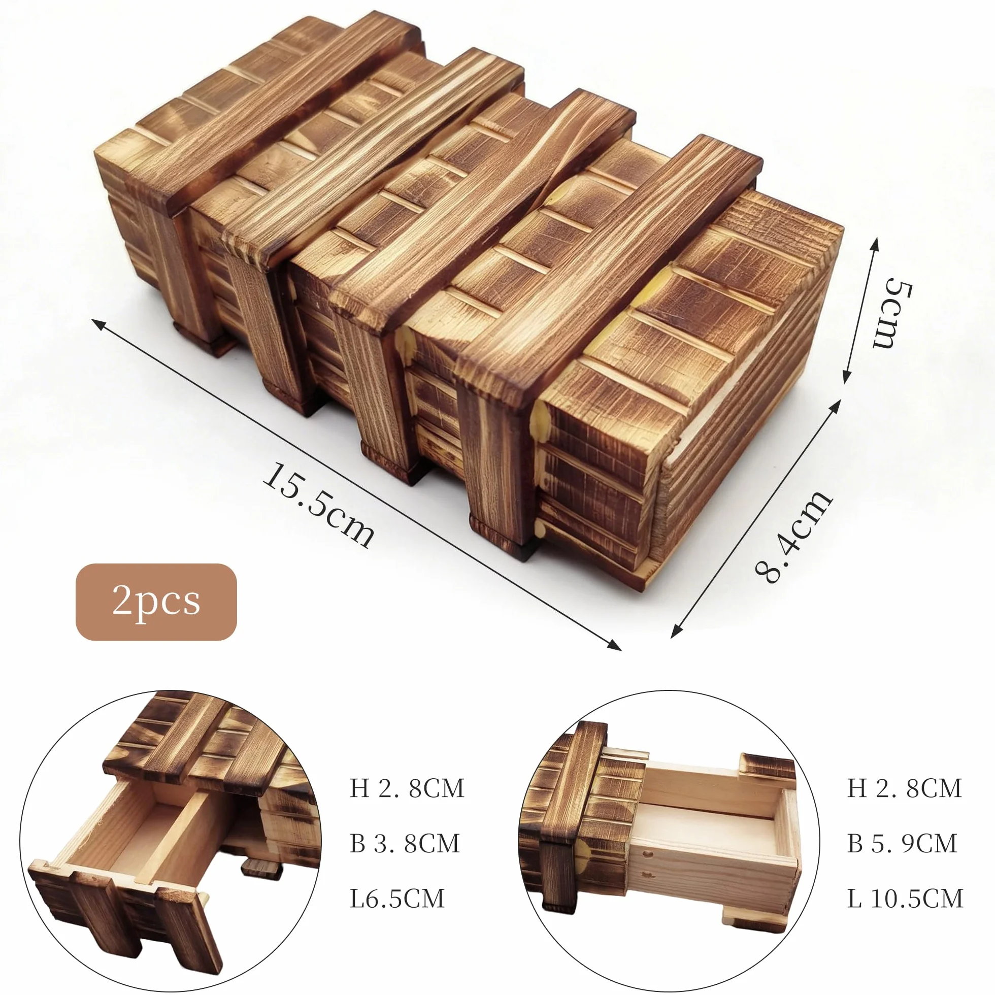 2 scatole magiche per enigmi, in legno, con scomparto segreto, set puzzle, magico, scatola regalo per denaro, regalo di matrimonio, compleanno, piccolo puzzle