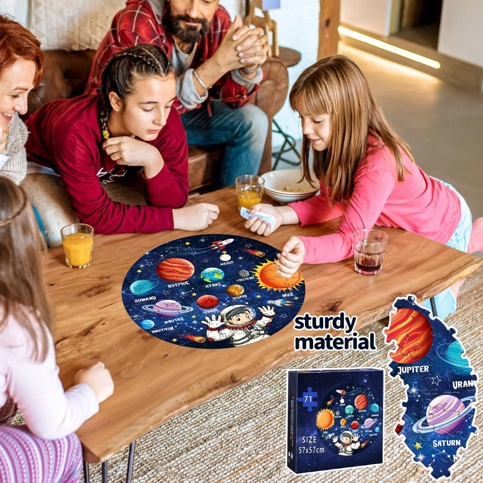 Puzzle per bambini con sistema solare, pianeta per bambini dai 3 agli 8 anni, grande 71 pezzi, giocattolo puzzle per l'apprendimento educativo