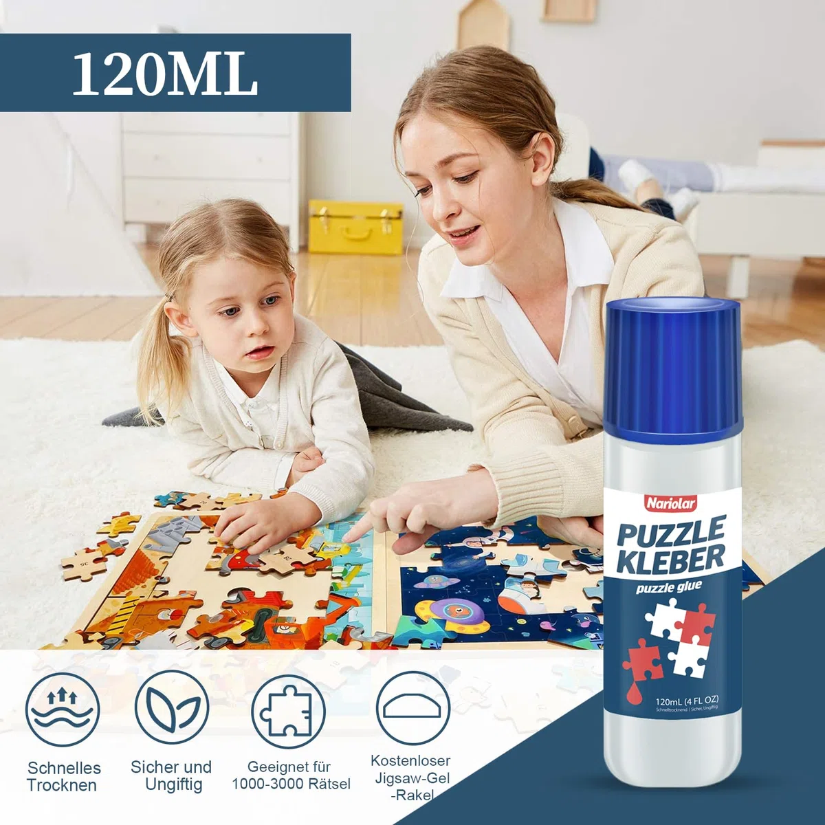 Nariolar Colla per Puzzle con applicatore, 120ml