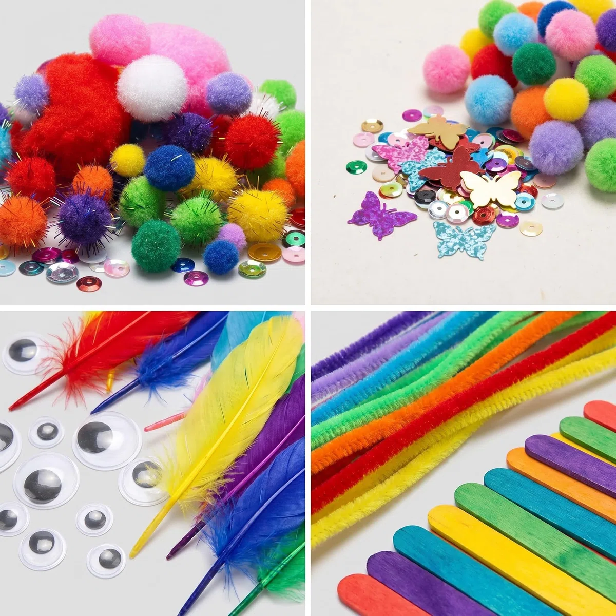 Lucywey Set di artigianato per bambini da oltre 1500 pezzi, materiali per artigianato per bambini, accessori per artigianato creativo, materiali per artigianato fai-da-te, Regali creativi per bambini