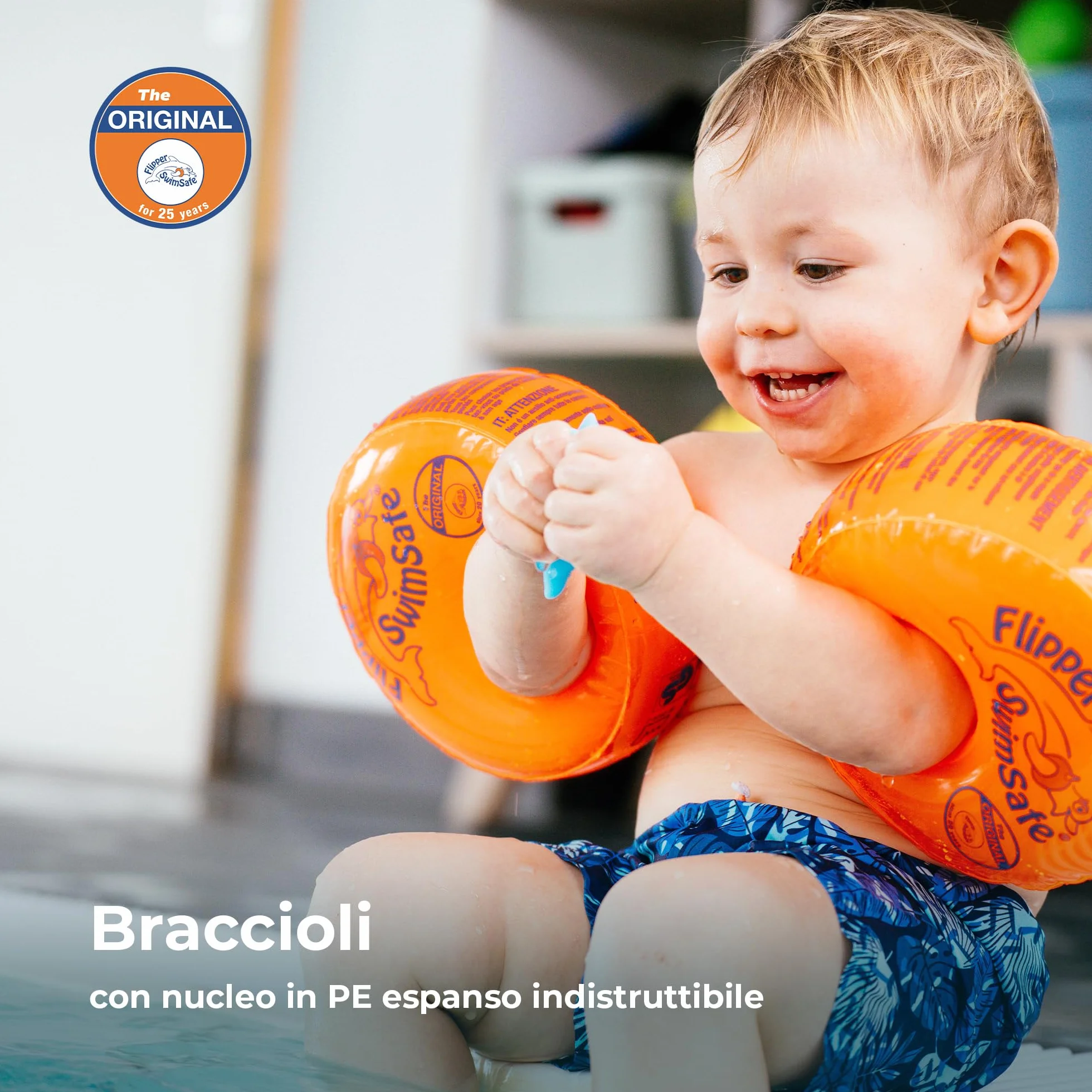 Flipper SwimSafe - ausilio per il nuoto per bambini dai 12 mesi, ali d'acqua con nucleo infrangibile in schiuma PE per imparare a nuotare