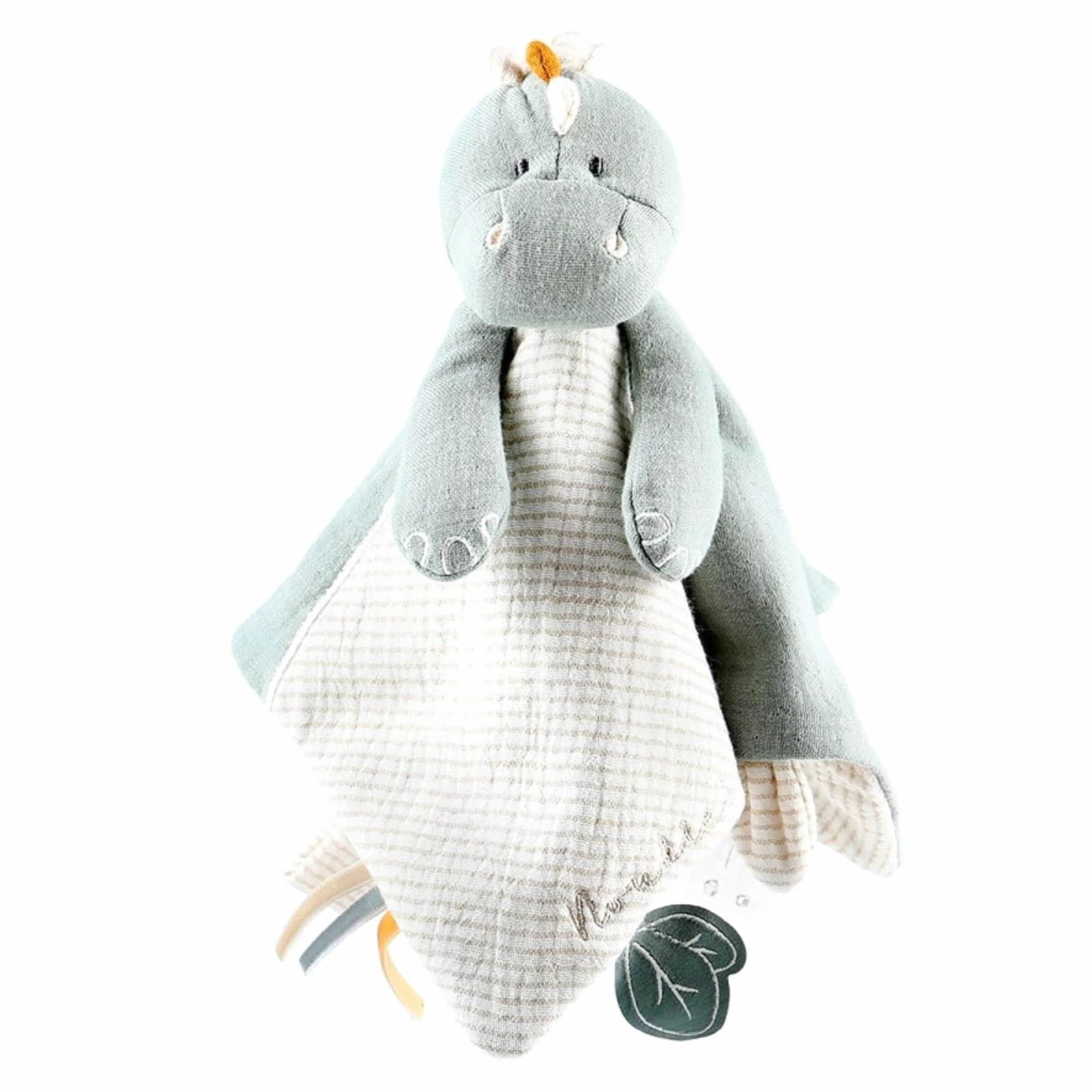 NOUKIE'S - Doudou per Bambini - Doudou in Cotone Bio - Stegi lo stegosauro - Multiuso - Verde/Bianco - 1 Unità