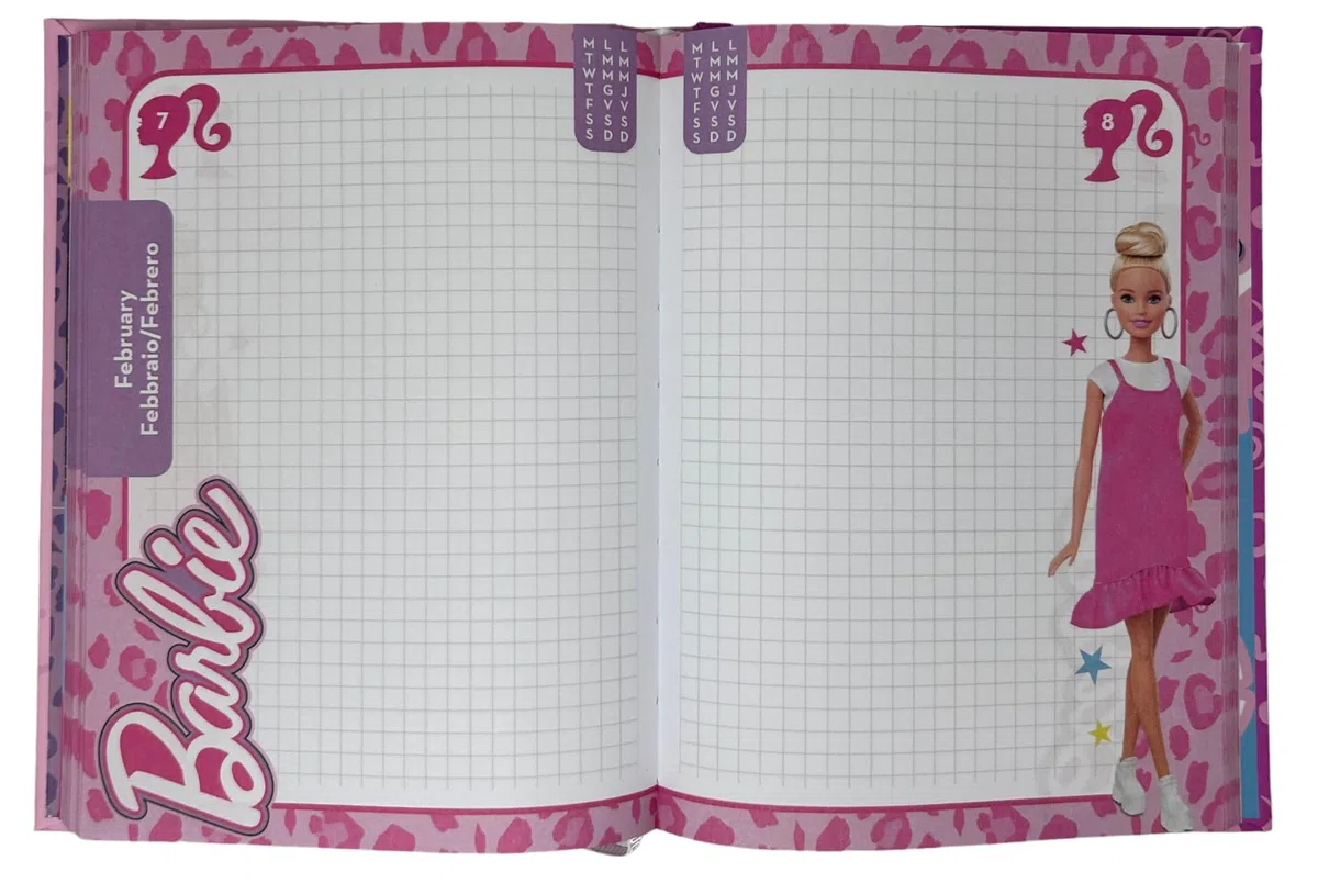 CARTOON Diario scuola Barbie agenda 10 mesi per bambini scuola primaria elementari medie (Rosa)
