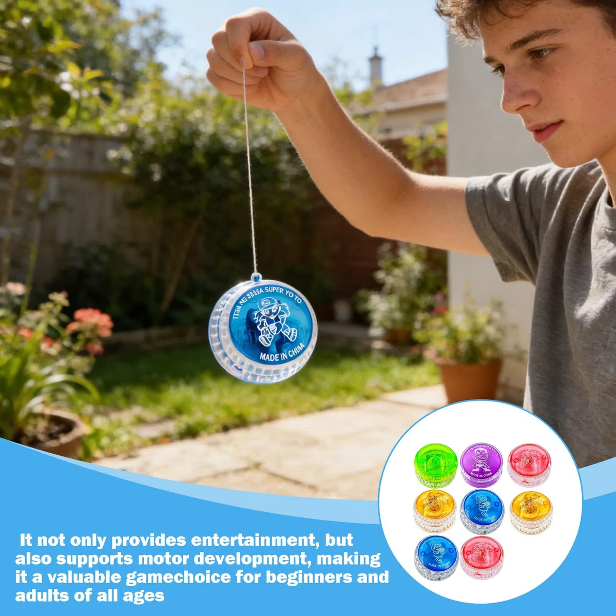 8 pezzi JoJo per bambini e adulti, LED luminosi JoJo con cuscinetti a sfera, favorisce la coordinazione degli occhi della mano, ideale per giochi all'aperto e feste di compleanno