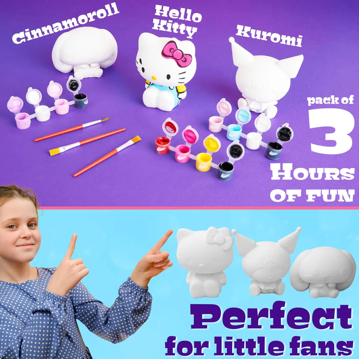 Get Trend Hello Kitty Sanrio Dipingi il Tuo Set per Bambina, Figurine in Gesso Acquerelli Set Pittura Bambini, Kawaii DIY Kit per Dipingere, Regalo Bambini (Multi Hello Kitty)