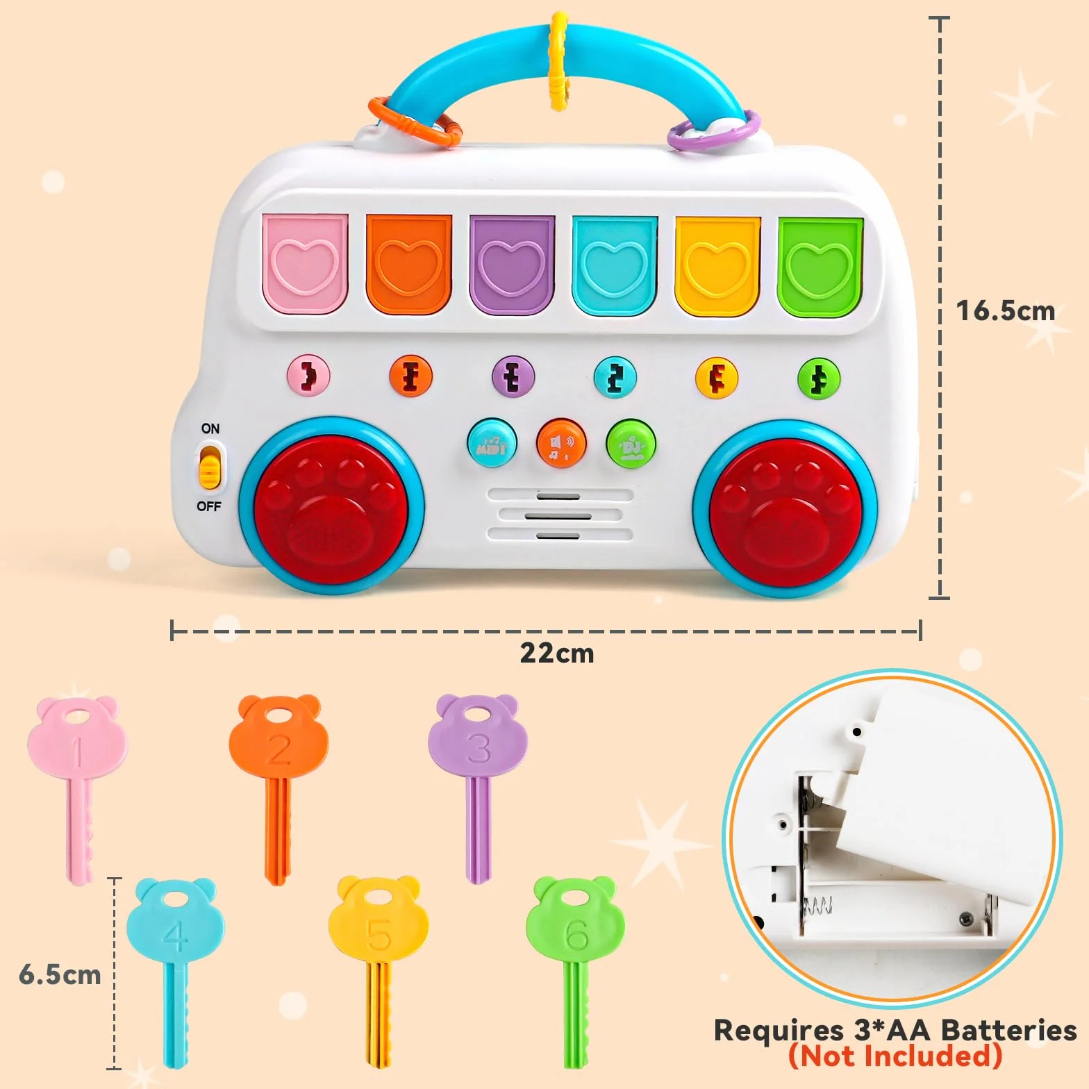 Giochi Bambini 1 Anno - Giochi Montessori 1 Anno 6 Animali Giocattolo per Bambini con Musica e Chiavi, Gioco Bimba Gioco Bambino Giocattoli Educativi Interattivi Bambino Regalo Bimbo Bambina 1 2 Anni
