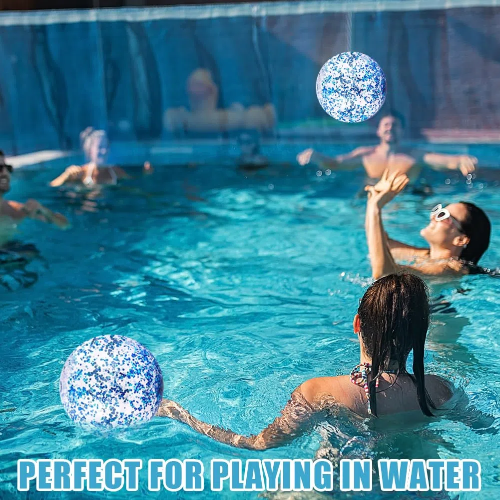 9 Pezzi Palle da Spiaggia, 8 Pollici Palloni da Spiaggia Gonfiabili, Glitterate Pallone da Spiaggia, Gonfiabile Palla da Piscina per Bambini Adulti Eestive all'aperto, Estiva, Spiaggia (Blu)