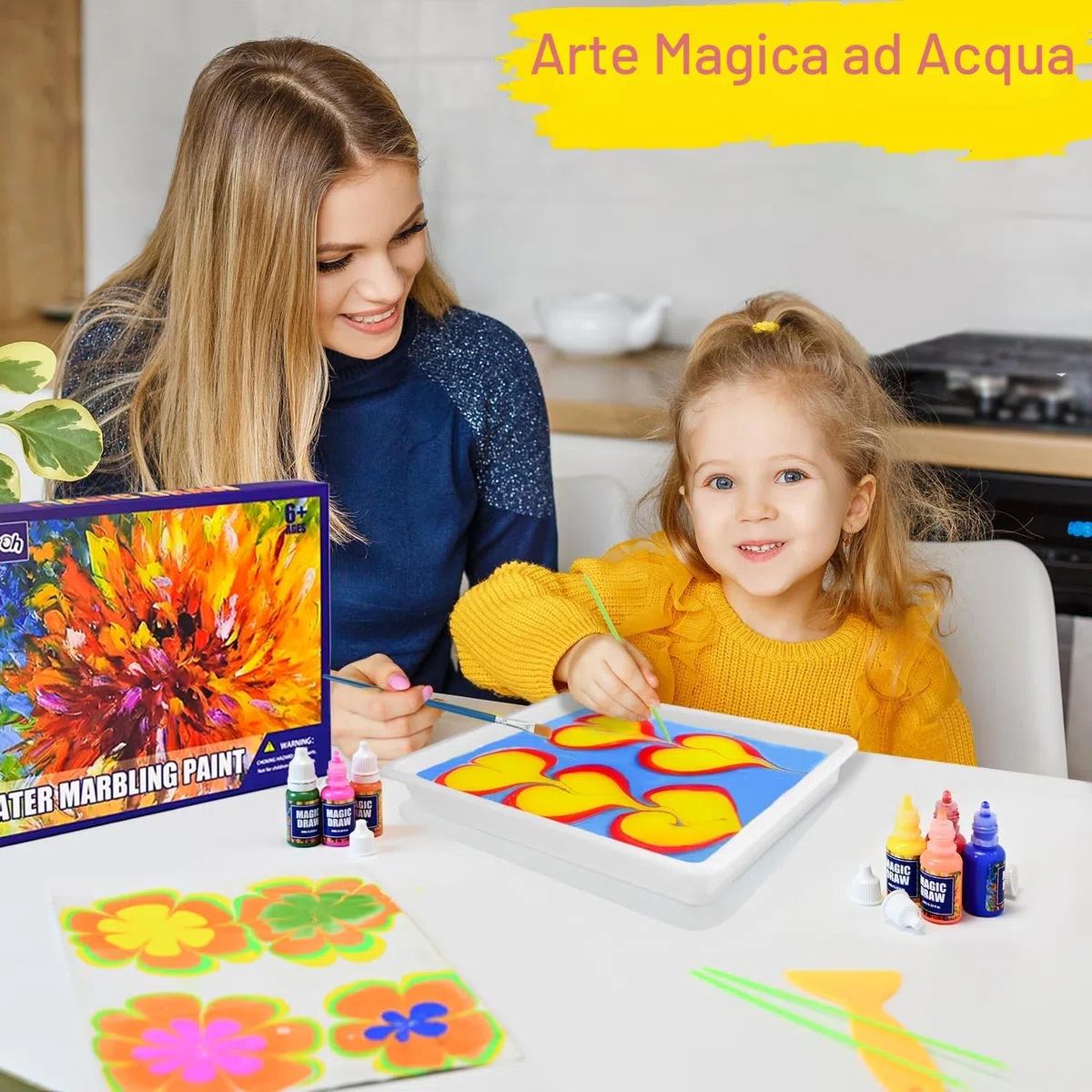 Lobyoh Kit Pittura per Bambini 12 Colori + 6 Farfalle, Regalo Bambina 8 Anni, Kit di Verniciatura ad Acqua, Giochi Creativi Bambina 10 Anni, Idee Regalo per Ragazze e Ragazzi 6-12 Anni