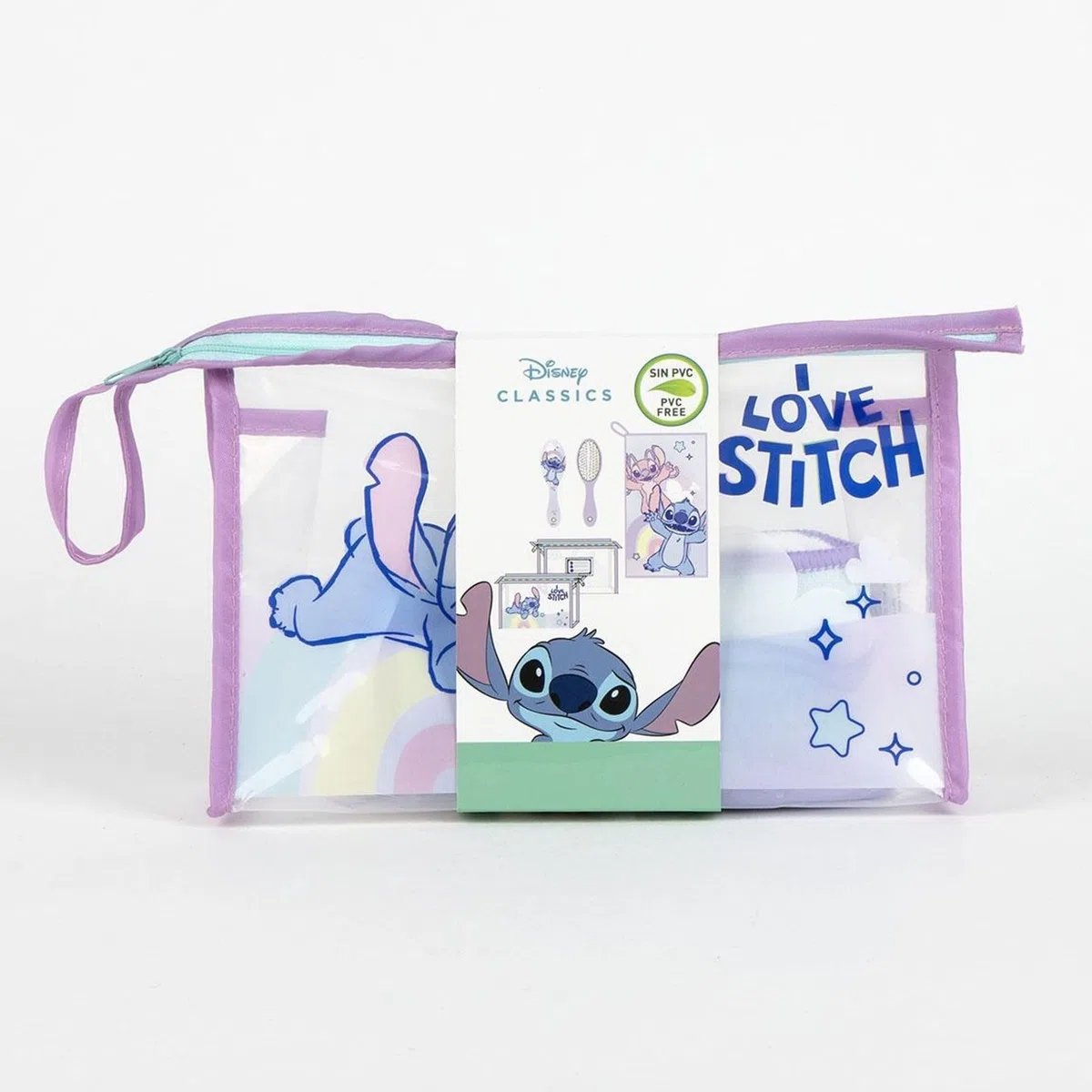 Borsa da viaggio e da toilette Disney per bambini con pettine, trousse e asciugamano, set per l'igiene personale ideale come regalo, viaggio e uso quotidiano
