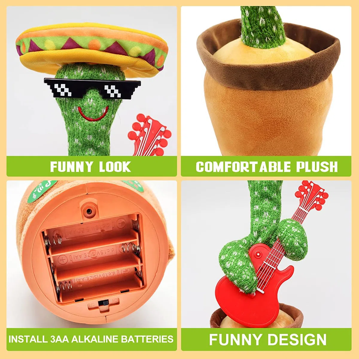 Shengruili Peluche Cactus, Cactus parlante, Cactus coccolone, Giocattoli di Peluche Cactus danzanti, Registrazione di Bambole di Peluche per Imparare a Parlare, Peluche di Cactus