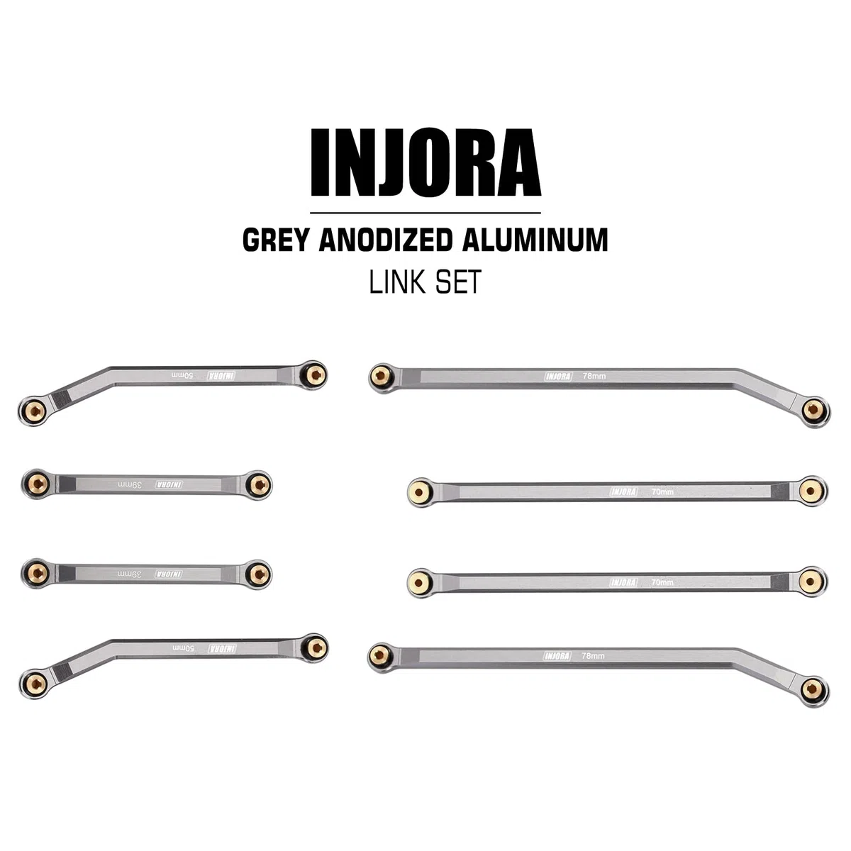 INJORA CNC Alluminio Links Set Liquidazione Elevata 4 Links Set per 1/24 RC Crawler Car Axial SCX24 Gladiator AXI00005, 8PCS(Grigio)