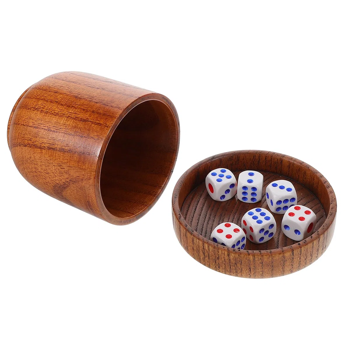UKCOCO Bicchiere da Gioco in Legno con Coperchio e Dadi, per Bar e Locali di Intrattenimento, Accessorio per Tombola e Giochi da Tavolo