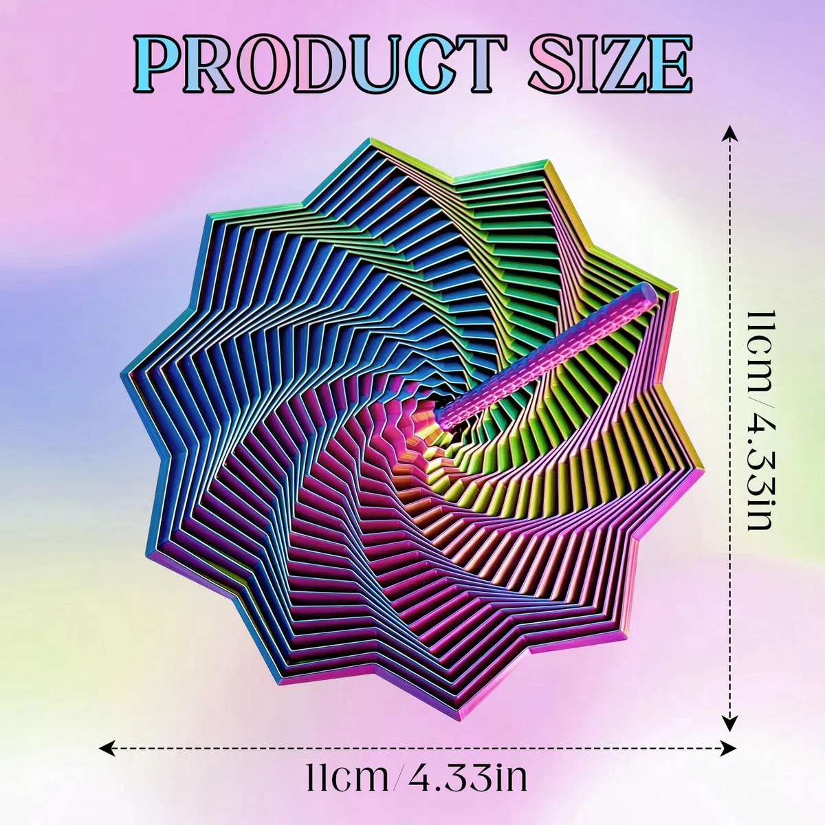 Fidget Star, stella frattale espansa stampata in 3D con manico, spirale rotante esagonale di decompressione, gadget multi-sfaccettato per alleviare lo stress, illusione visiva ornamenti a spirale
