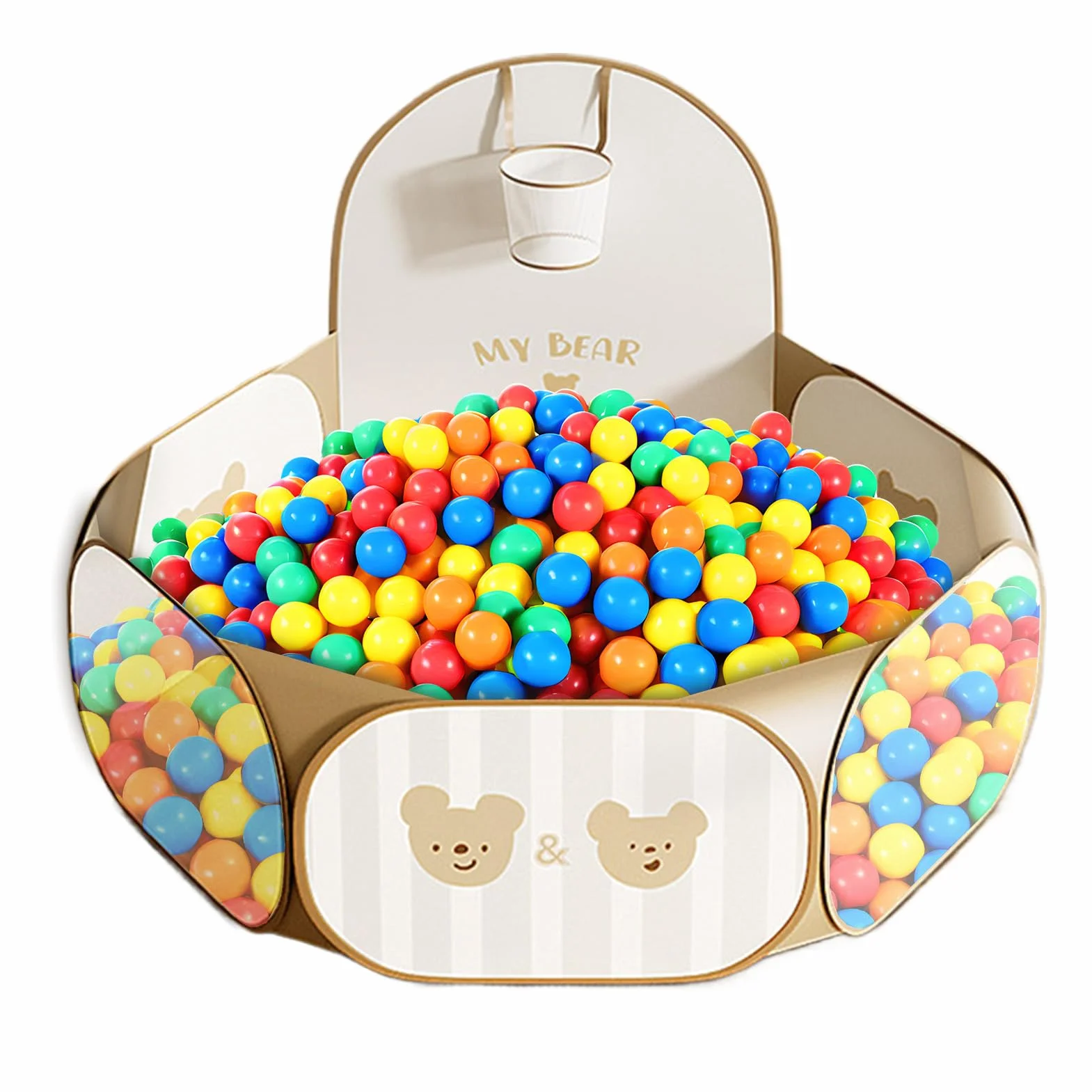 Piscina Di Palline Per Bambini Pieghevole, 80x108cm Recinto Con Palline Per Bambini, Con Cerchio Da Basket, Borsa Portaoggetti, parcos Giochi Bambinis, Per Interni/Esterni, Pallines Non Incluse