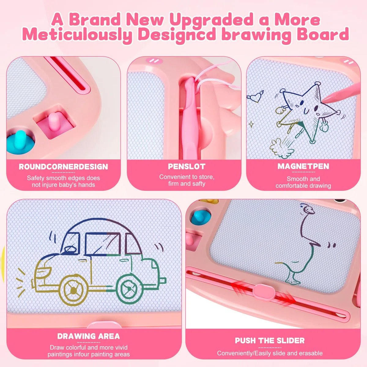 Lavagna Magnetica per Bambini, Tavoletta Grafica, Lavagnetta Cancellabile, Lavagna Magica, Magica Cancellabile Scrittura Tablet con Le Gambe, Giocattolo Educativo e Regalo