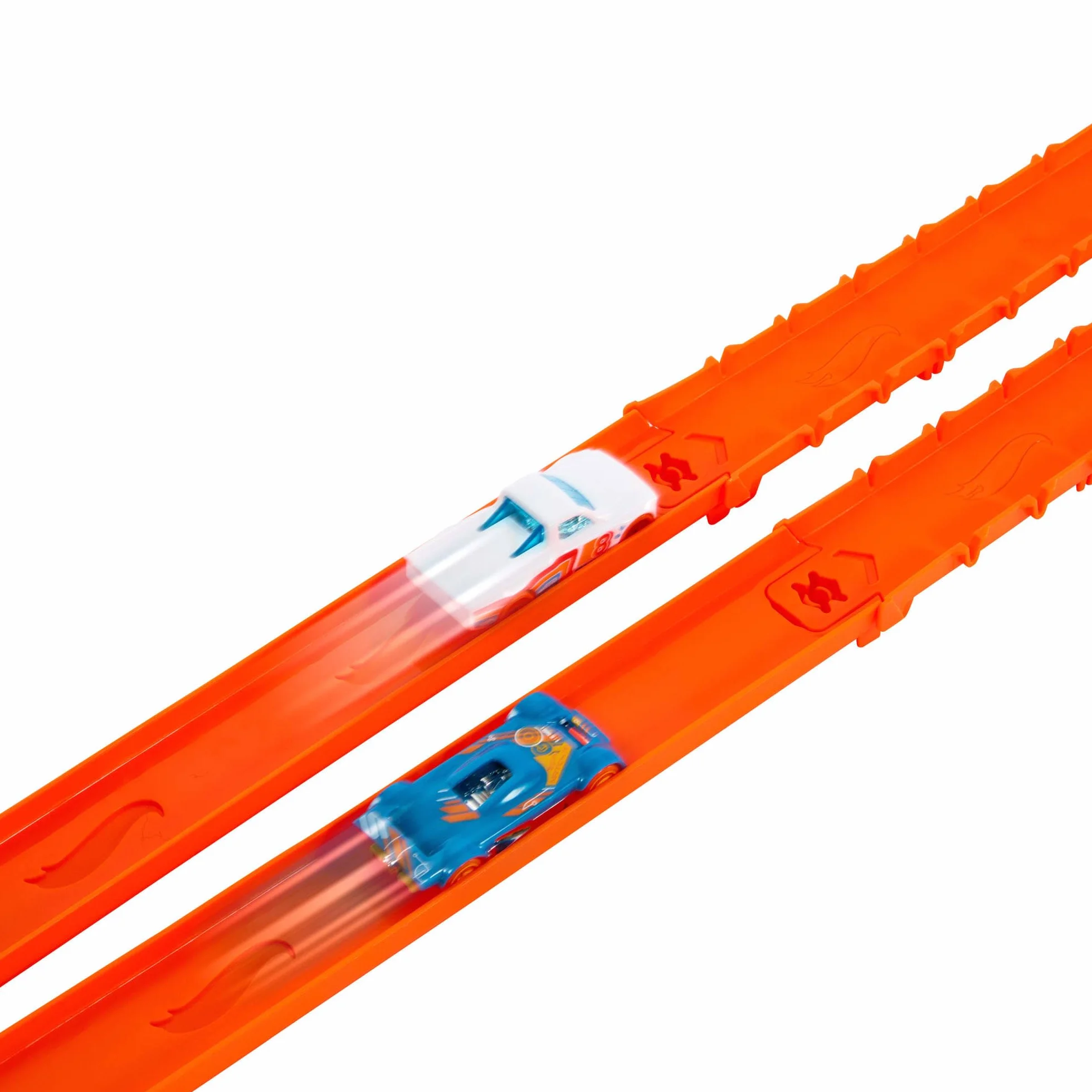 Hot Wheels - Track Creator Pista Deluxe, Set con 2 macchinine in Scala 1:64 Incluse e 7 Metri di Pezzi Speed Snap Track e connettori con Diverse Lunghezze, Giocattolo per Bambini, 3+ Anni, JDW42