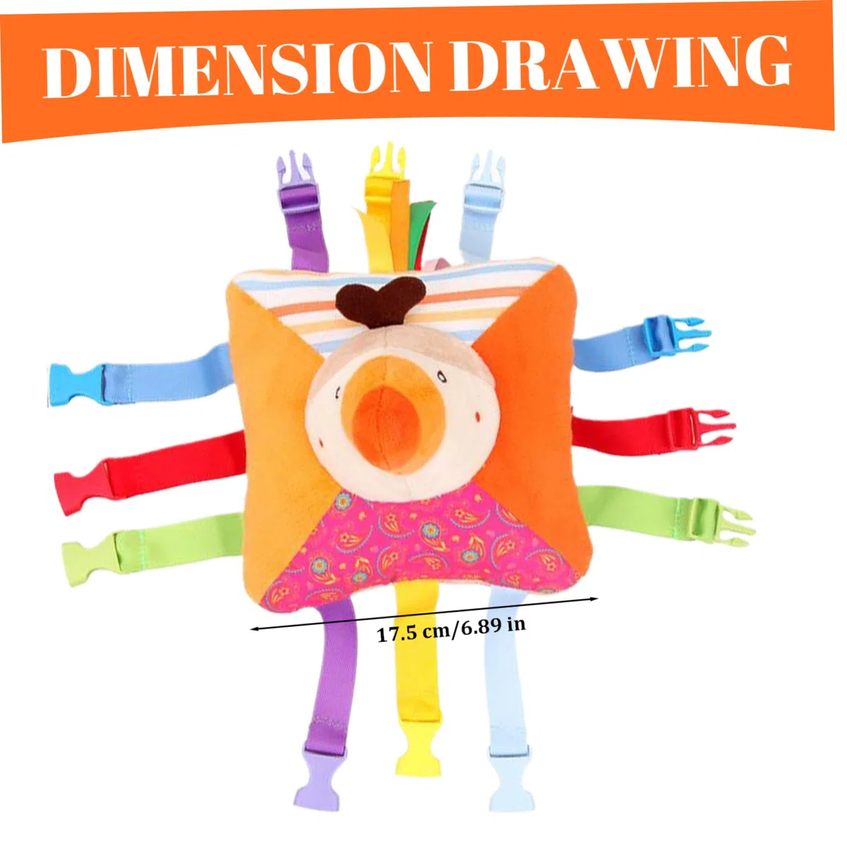 Giocattoli da Viaggio per Bambini con 6 Paia di Fibbie, Giocattolo educativo in Peluche a Forma di con Figura Geometrica e Suono Tascabile, attività motorie Fini per Bambini
