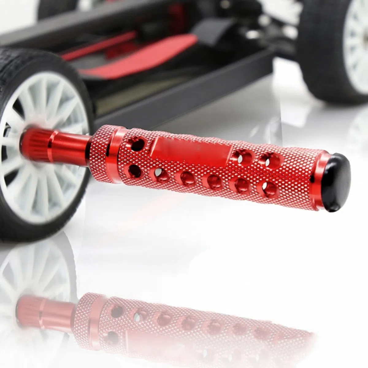 Chiave a bussola esagonale RC in lega di alluminio da 7 mm, strumento per auto RC che fa risparmiare lavoro per dadi M4 su modelli di auto HSP 1/10, cacciavite a (Rossa)