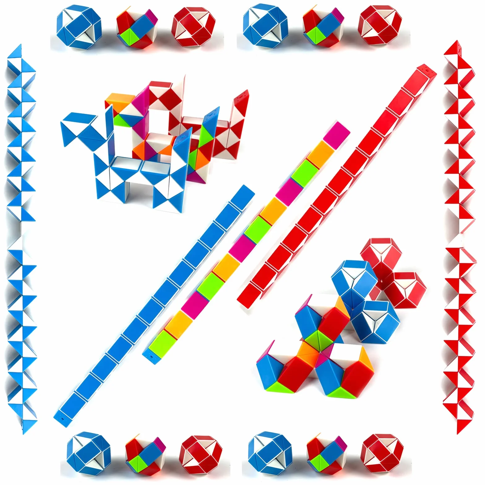 gadget compleanno bambini-25 pezzi Mini serpente magico 24 Blocchi-regalini fine festa compleanno-giocattolo rompicapo-Regalo per bambini piccoli, Magic Snakes per ragazzi e ragazze