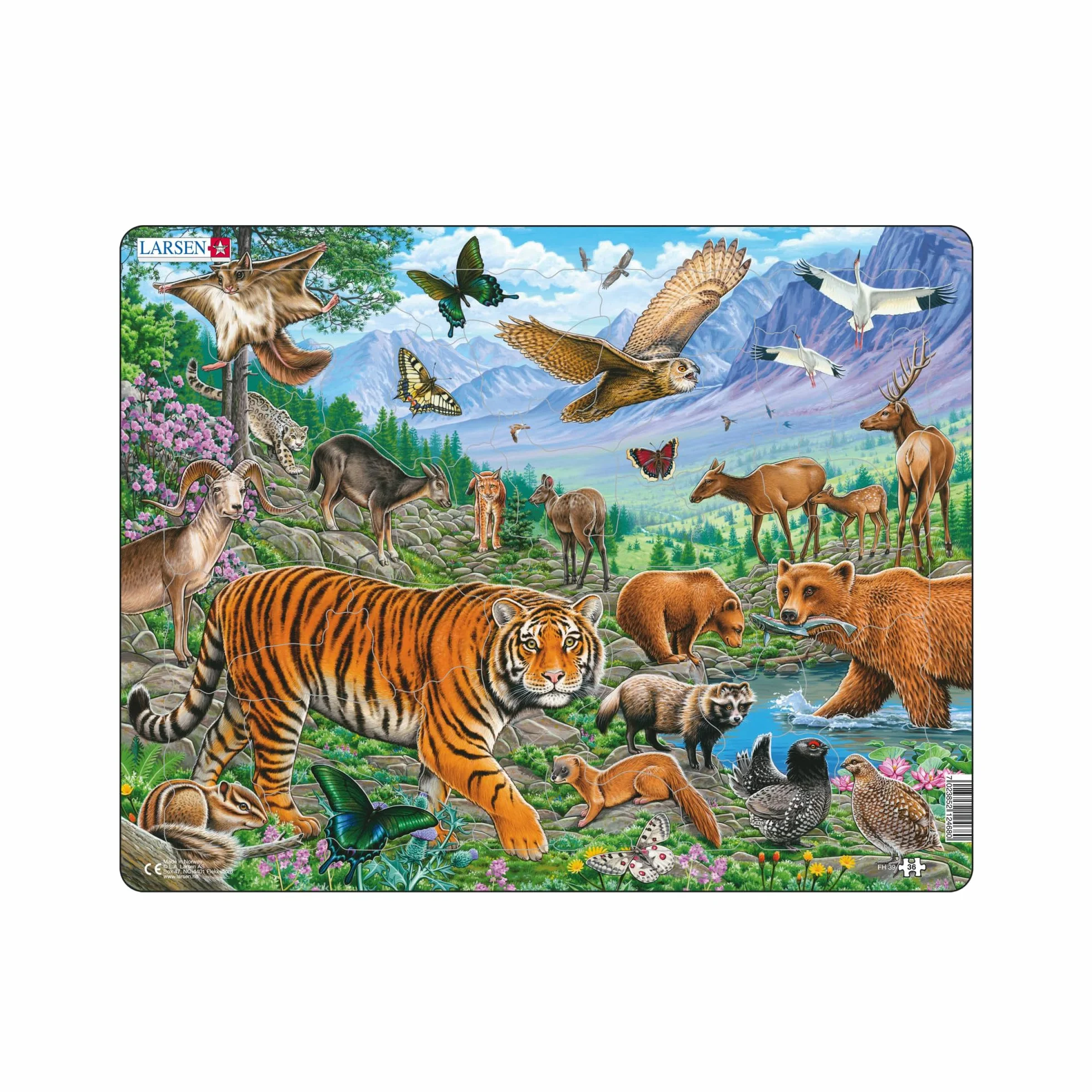 Larsen FH39 La tigre dell'Amur nell'estate siberiana, Puzzle Incorniciato con 36 pezzi