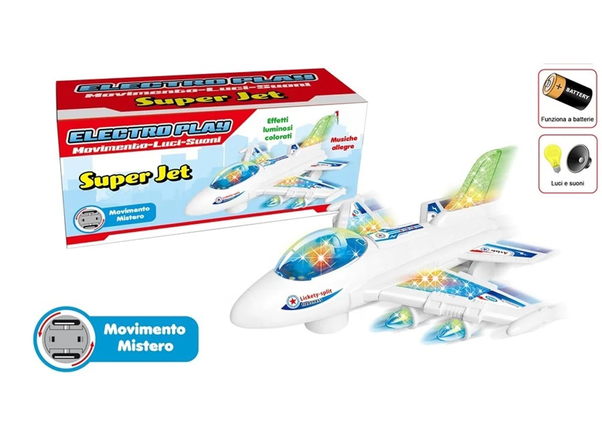 Aereo Giocattolo con Luci Suoni e Movimento Mistero Bump & Go Aereoplano Super Jet Giocattolo con Movimento con luci Suoni Musica Aereo Grande Giocattolo,Colori Assortiti (b)