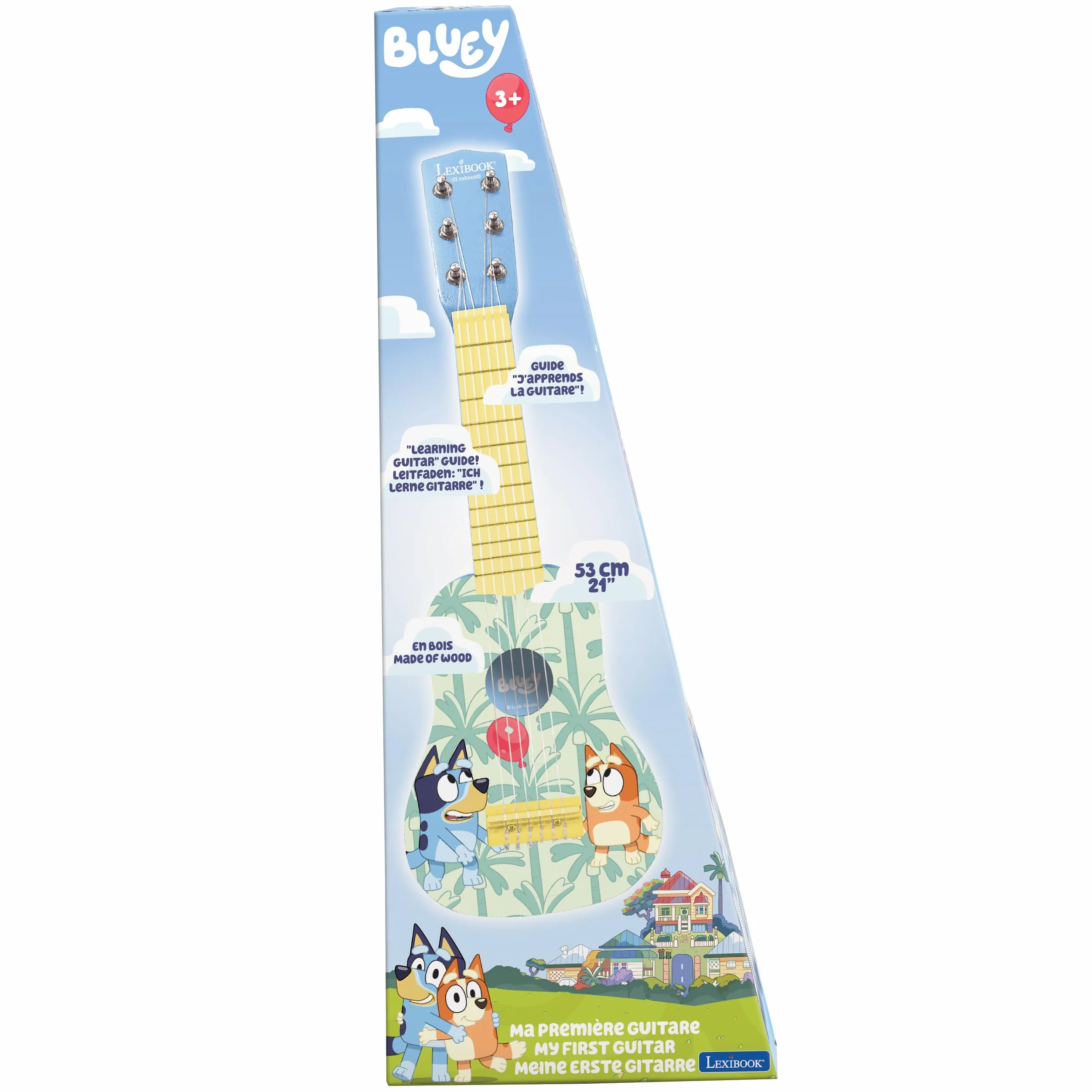 Lexibook, Bluey, La mia Prima Chitarra per Bambini, 6 Corde in Nylon, 53 cm, Guida Inclusa, Blu, K200BYLXB