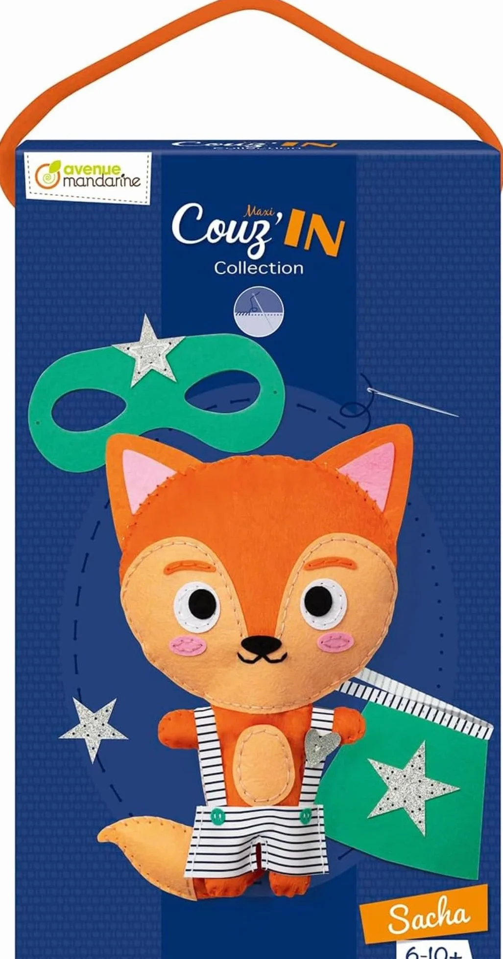 My Mandarine KC155C - Kit creativo per il cucito per bambini - pupazzo da cucire Maxi Couz'IN - a partire dai 6 anni - super-Sacha