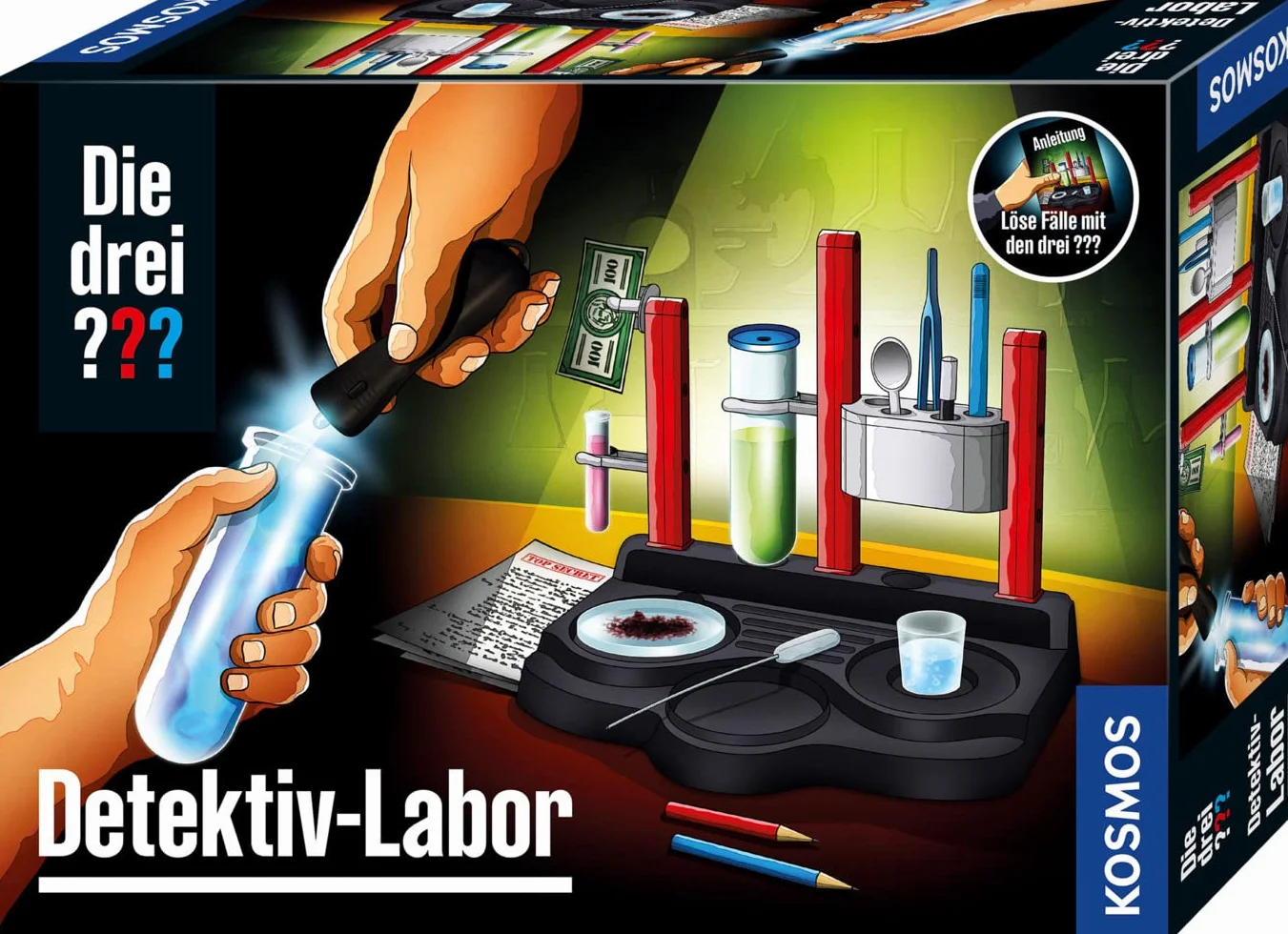 Die drei Laboratorio Detective di Kosmos, esaminare Tracce e Risolvere Segreti, Stazione di Laboratorio per sperimentare Molti Accessori, Set di Giocattoli Detective per Bambini dagli 8 Anni in su