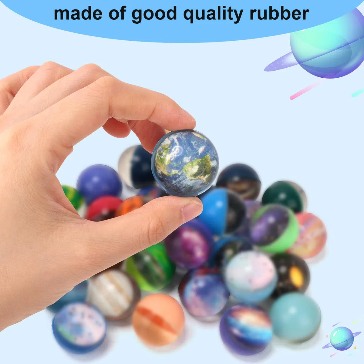Pllieay 30PCS Galaxy Bouncy Balls, 32mmSpace Bouncy Balls Bulk, Space Party Favors Rubber Balls per bambini, Space Toys per bambini, riempimento della borsa regalo di Natale (30 stili)