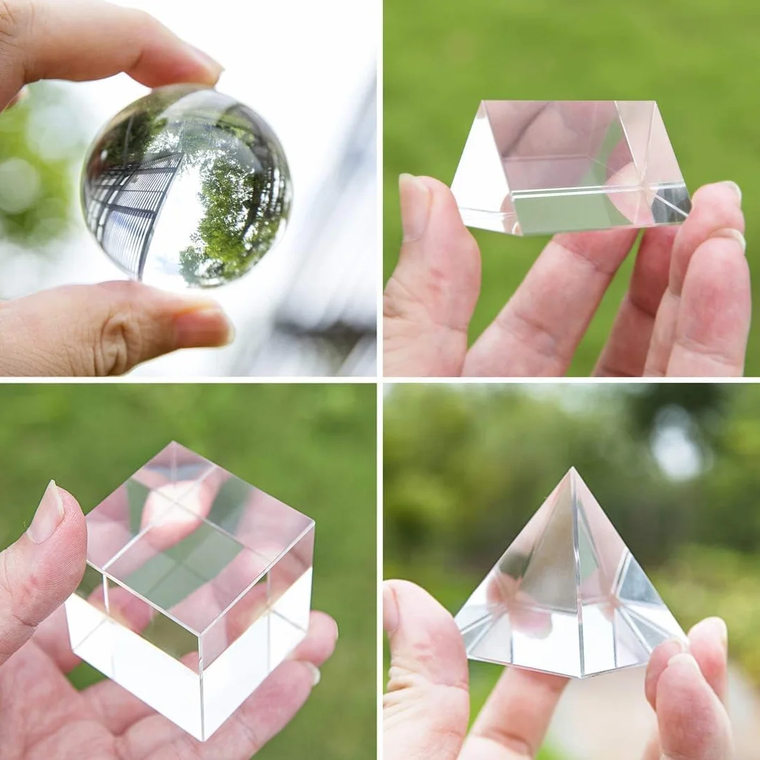 HDCRYSTALGIFTS Set di 4 prismi ottici K9 da 50 mm per fotografia, con panno per la pulizia, per insegnare, giocare, fotografare