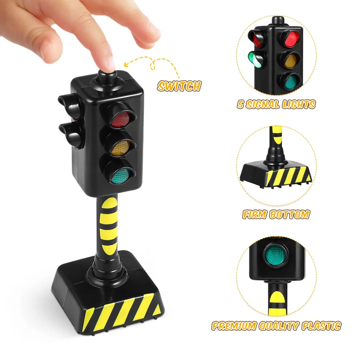 TOYANDONA 2Pcs Semaforo Giocattolo Mini Segnali Stradali Giocattoli Lampada LED Semafori Modello per Bambini Segnali Stradali Educativi Giocattoli