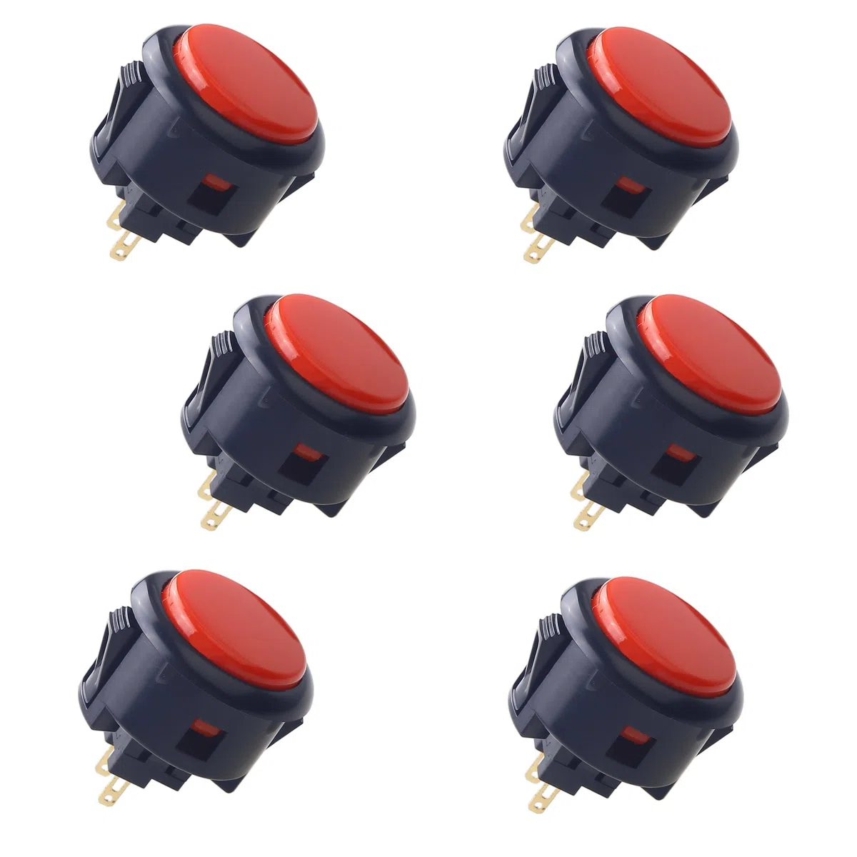 Sanwa 6 pezzi OBSF-30 Pulsante originale 30mm - per videogioco Arcade Jamma e console di gioco con joystick Arcade (Nero & Rosso) S@NWA