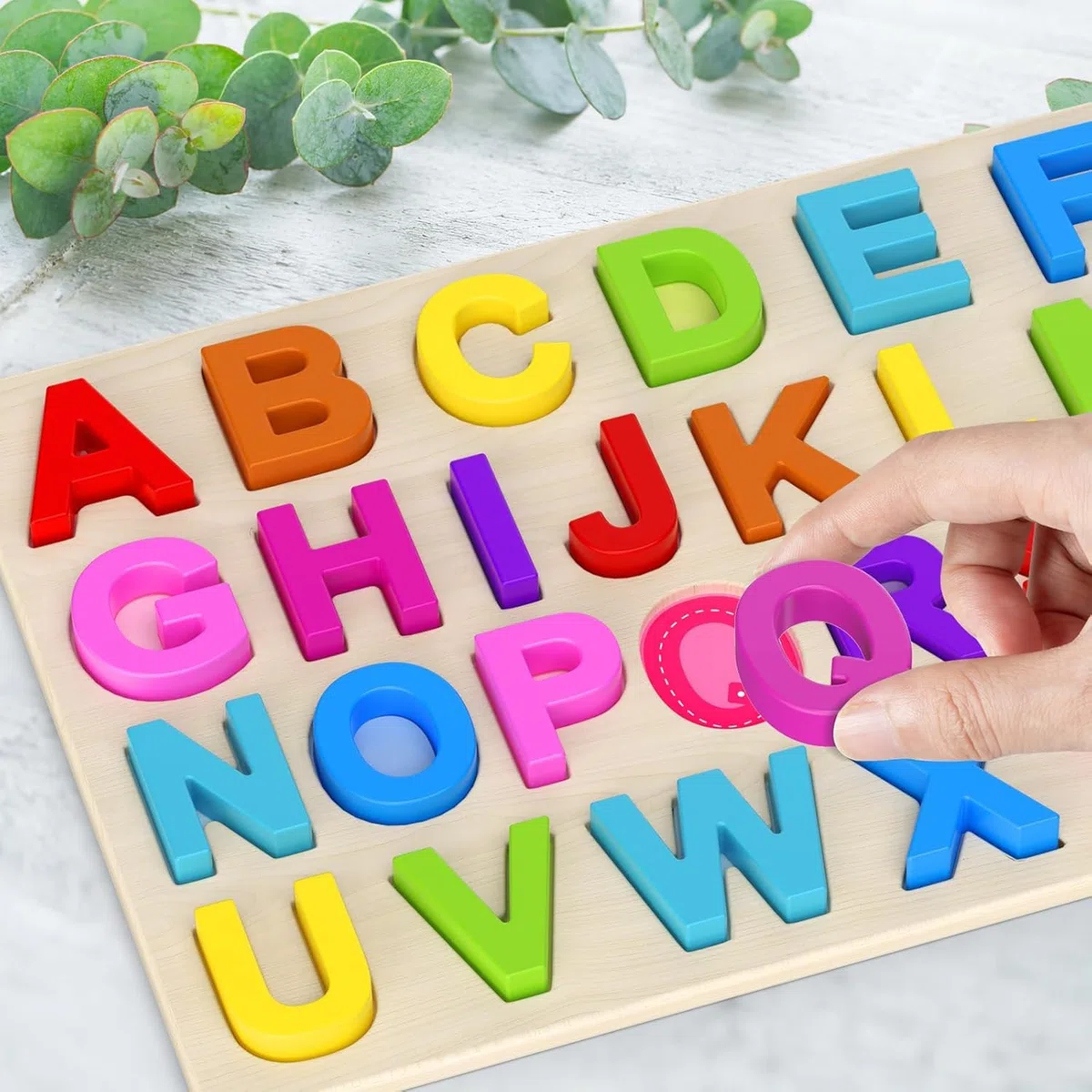 Puzzle Alfabeto, ABC 26 Lettere Grandi in Legno Set Alfabeto Montessori Giochi Giocattolo Educativo Puzzles con Lettere dell’Alfabeto per Apprendimento nella Prima Infanzia Regalo per Bambini