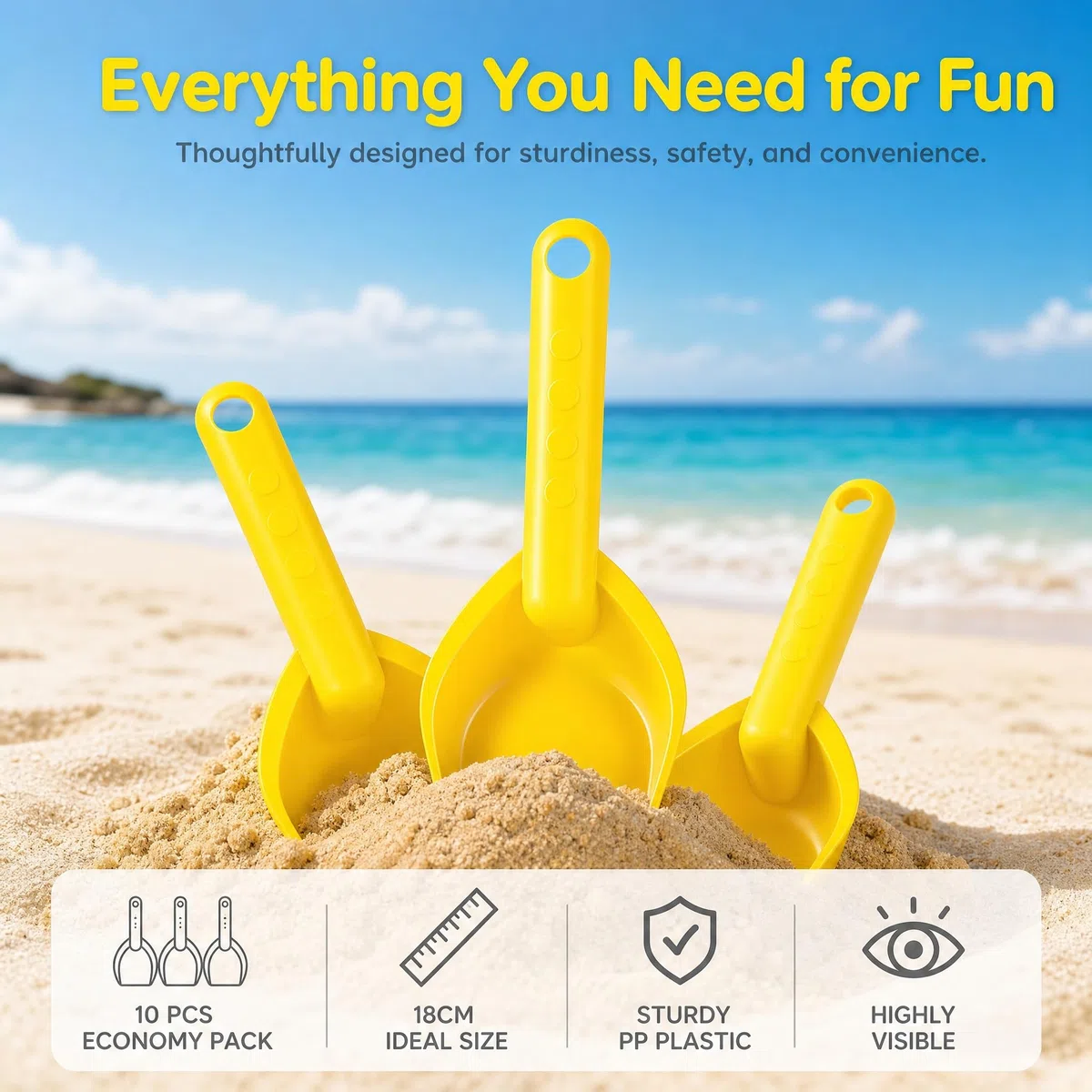 Amosfun Set 10 Pale Da Spiaggia Per Bambini 7 Pollici in Plastica Colorata Giocattoli Da Spiaggia Per Scavo E Giochi All'Aperto