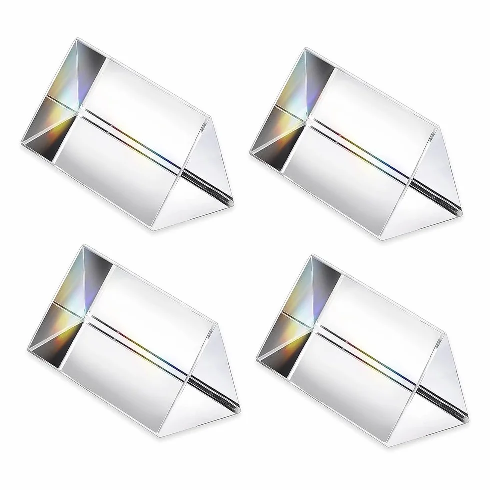 Prisma Triangolare per Luci Prismi Ottici in 4 Pezzi Trasparenti