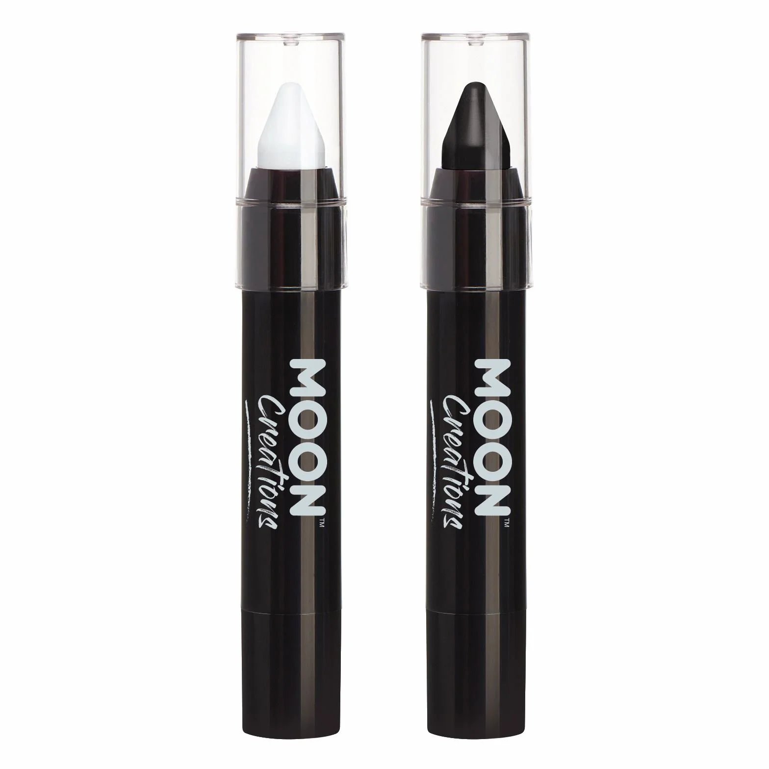 Moon Creations Pastelli per il corpo in stick per pittura per il viso | Pittura per il viso resistente al sudore e all'acqua | Cruelty Free | Per bambini, adulti, festival, Halloween, Nero, 3.2 gm
