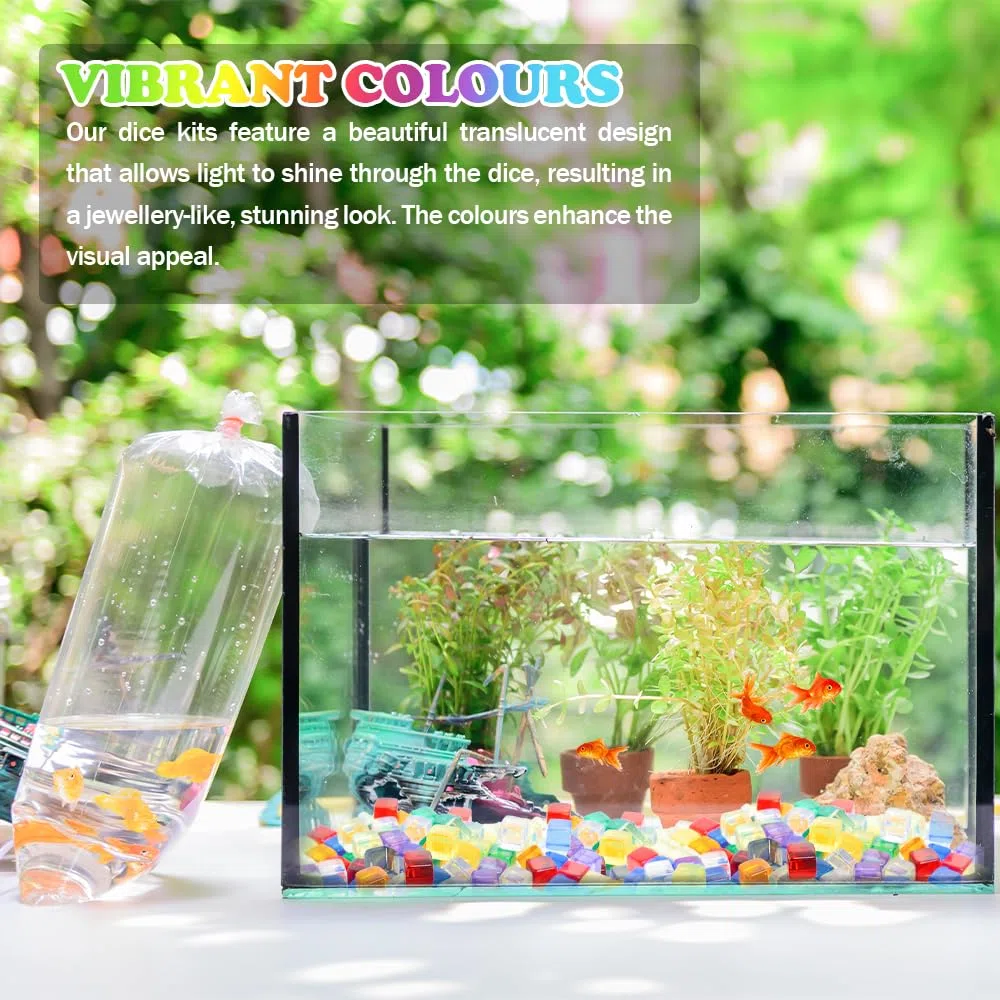 240 Pezzi Dadi a Sei Lati 8 mm Multicolor Cubi Acrilici Trasparenti Perline Senza Fori in 12 Colori Con Borsa con Coulisse per Giochi da Tavolo, Apprendimento, Artigianato e Hobby