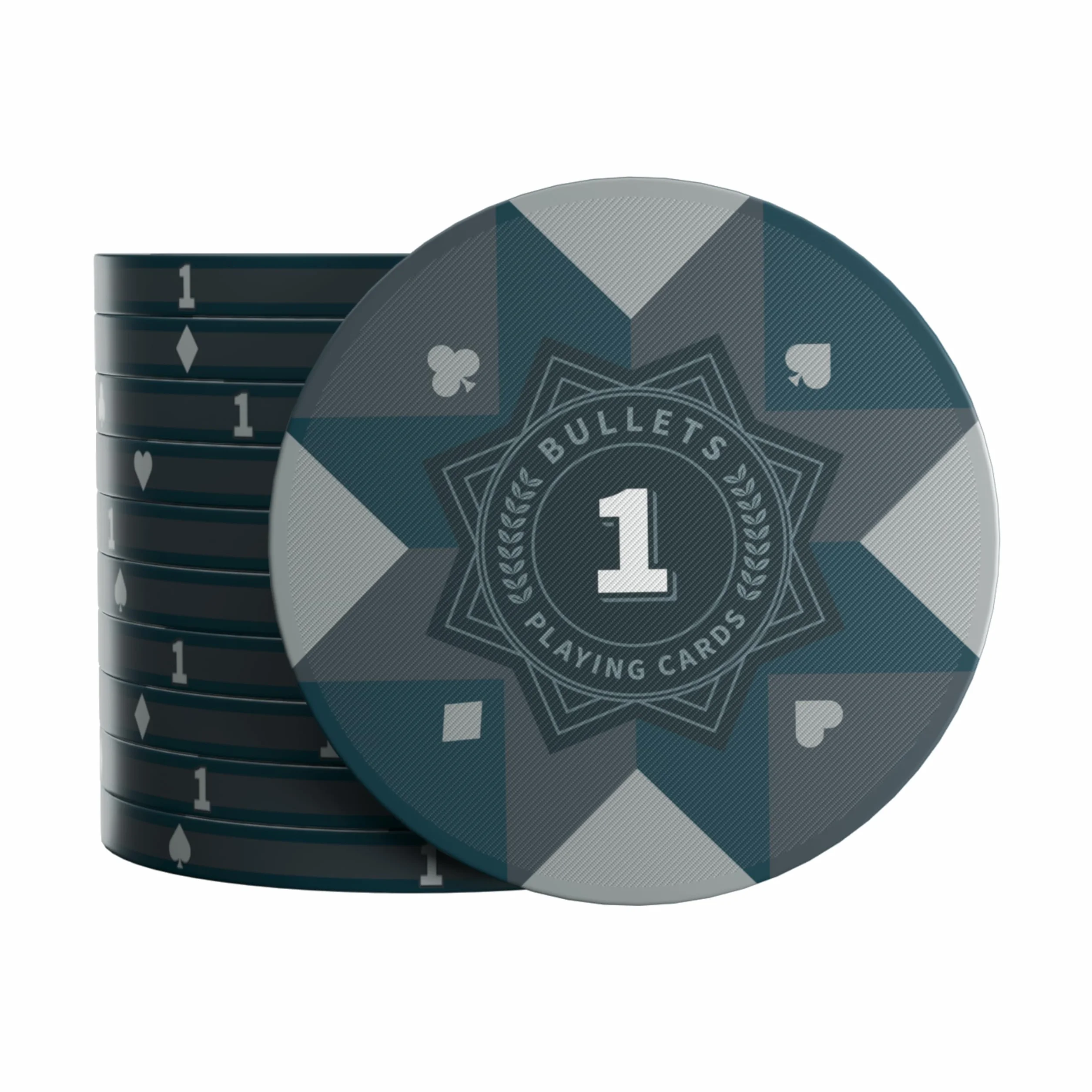 Bullets Playing Cards, Chip Poker in ceramica Paulie con valori, Rotolo da 25 (grigio, 1 pezzi)