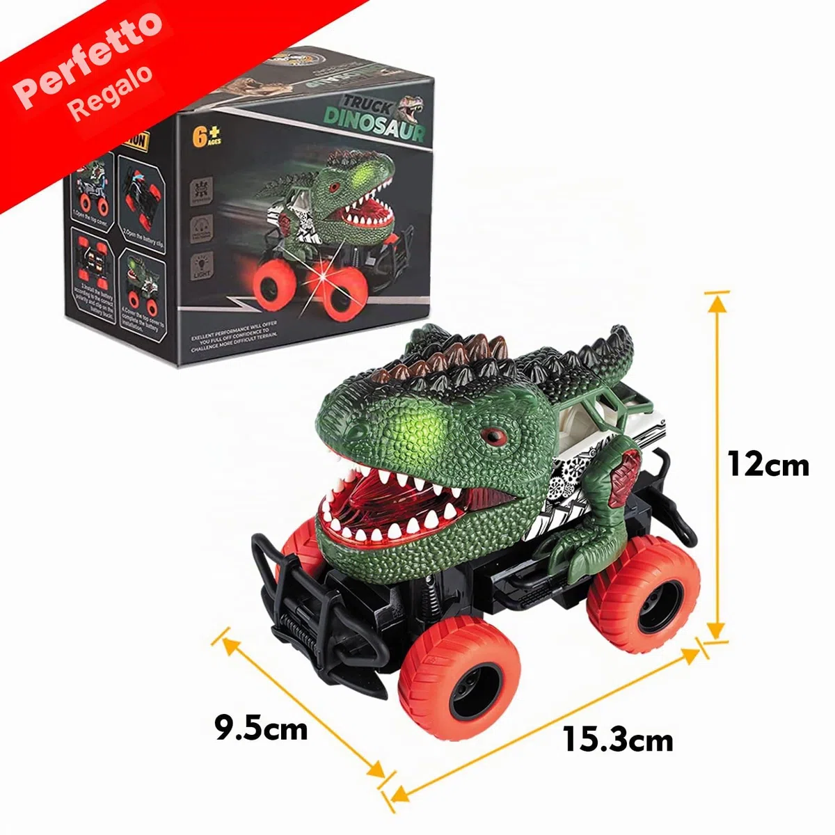 Delycazy Dinosauri Giocattolo per Bambini 3 4 5 6 7 8 Anni, Macchina Telecomandata Macchinine per Bambini, Camion Giocattolo Regalo per Bambino