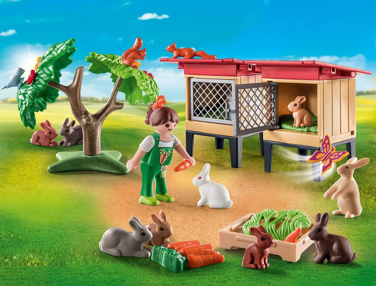 PLAYMOBIL Country 71252 Recinto dei Conigli, Animali per la Fattoria Biologica, Giocattoli sostenibili per Bambini dai 4 Anni in su