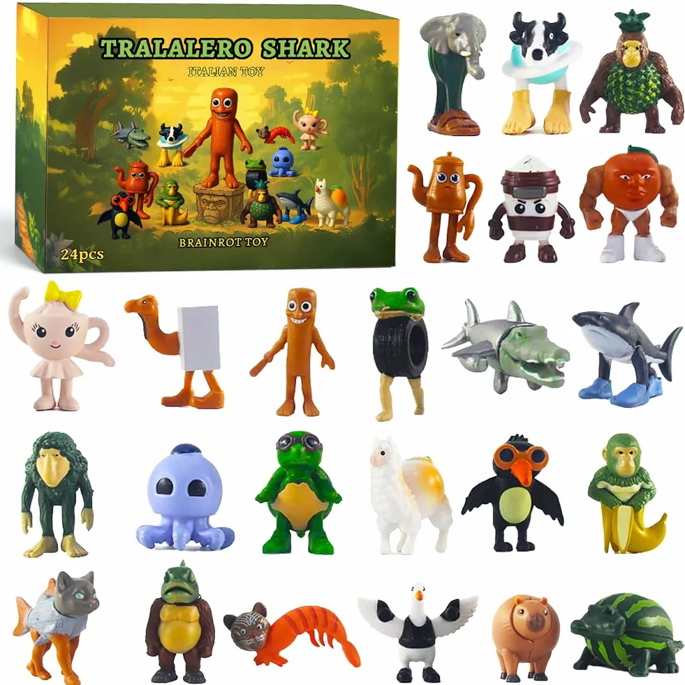 Set Di Figurine Italian toy Brainrot,Tralalero Tralala,Shark,Scimmia E Altri Personaggi Meme Per Bambini E Adulti,Regalo Divertente Per Compleanno,Gaming E Amici. (G-24PCS)