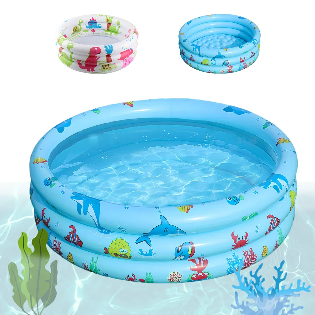 Piscina Gonfiabile Bambini 80x80x22cm,Piscina Anulare per Bambini,Mini piscina gonfiabile con Fondo Morbido per Bambini,materiale spesso in PVC (Squalo)