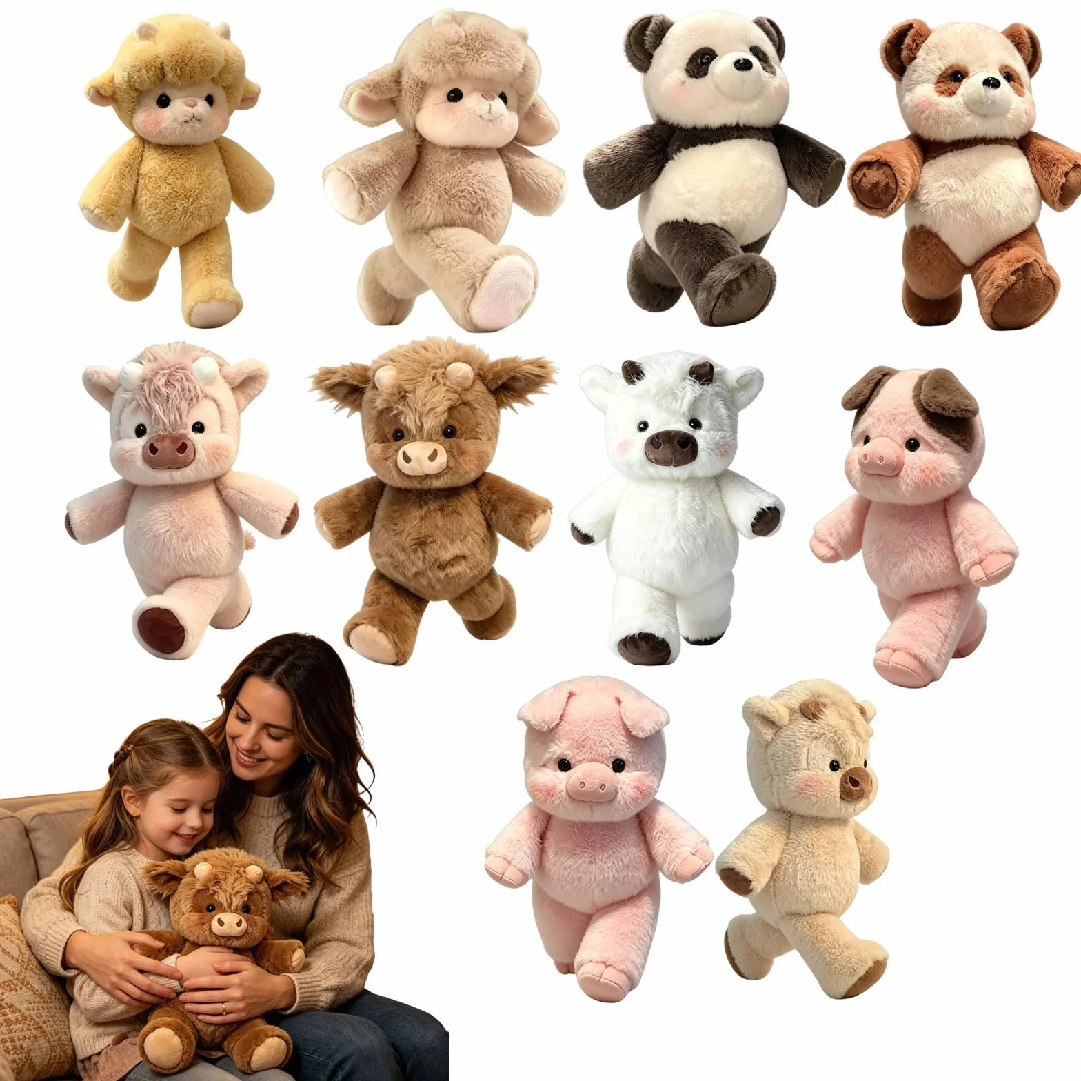 Peluche Che Corre- Peluche mucc a 45cm Cuscino Morbido E Soffice,Bambola Da Collezione A Forma Di Pecora In Stile Cartone Animato, Animale Di Pe luche Per Uomini, Donne, Bambini E Ragazzi