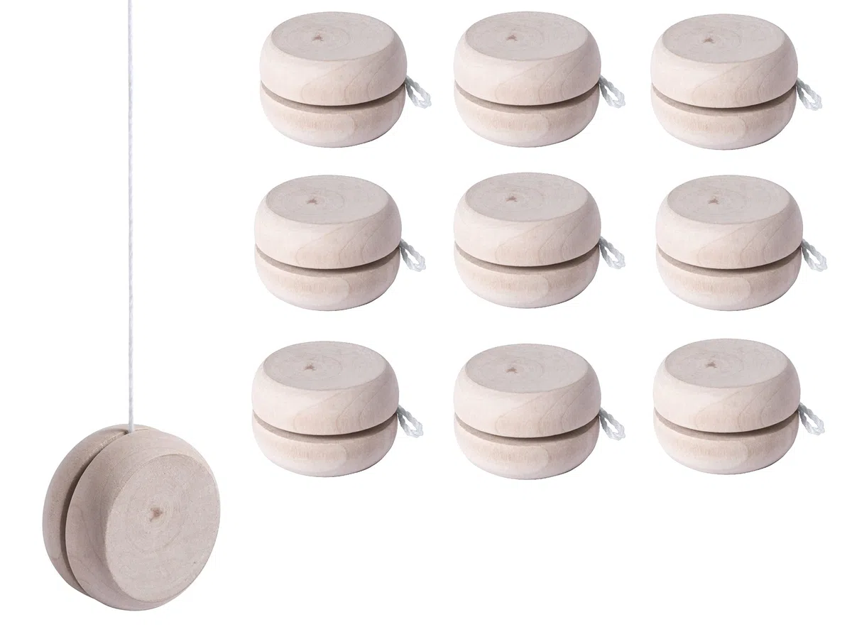 JoJo Yoyo - Confezione da 10 pezzi, in legno naturale, per feste di compleanno dei bambini, per feste di matrimonio, festa dei bambini