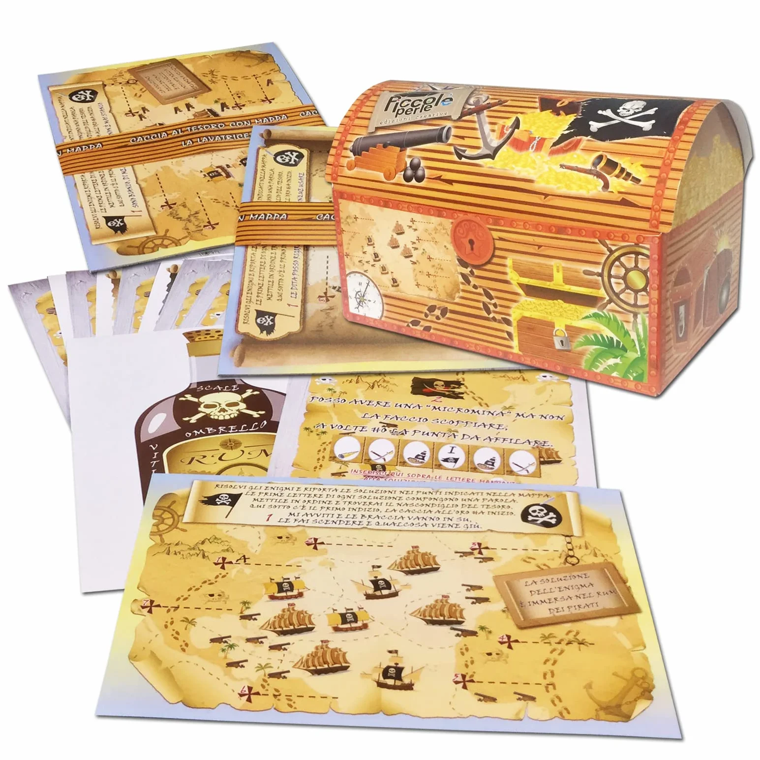 Caccia al tesoro con mappa in scatola per casa e casa/giardino 5-7 anni - per feste di compleanno - giochi per bambini