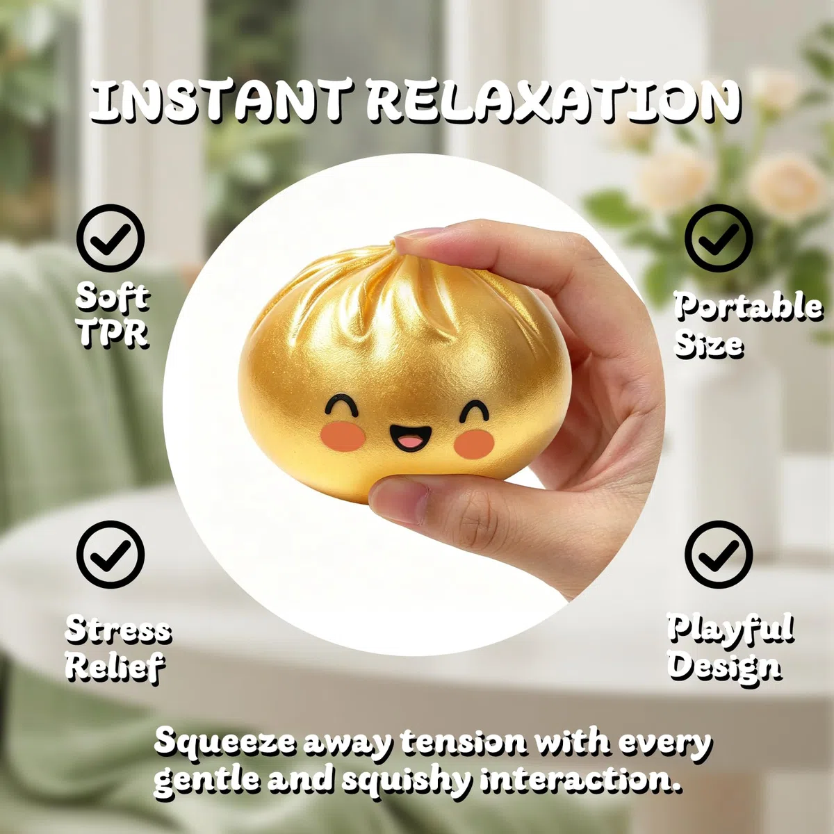 Dumplings Squishy, Gigante Glitter Squishys Ravioli, Divertente Giocattolo Antistress Bao Bun Con Vaporiera, Glitter Dumpling Squishys, Ravioli Spremere Giocattoli, Alleviare l'ansia (C)