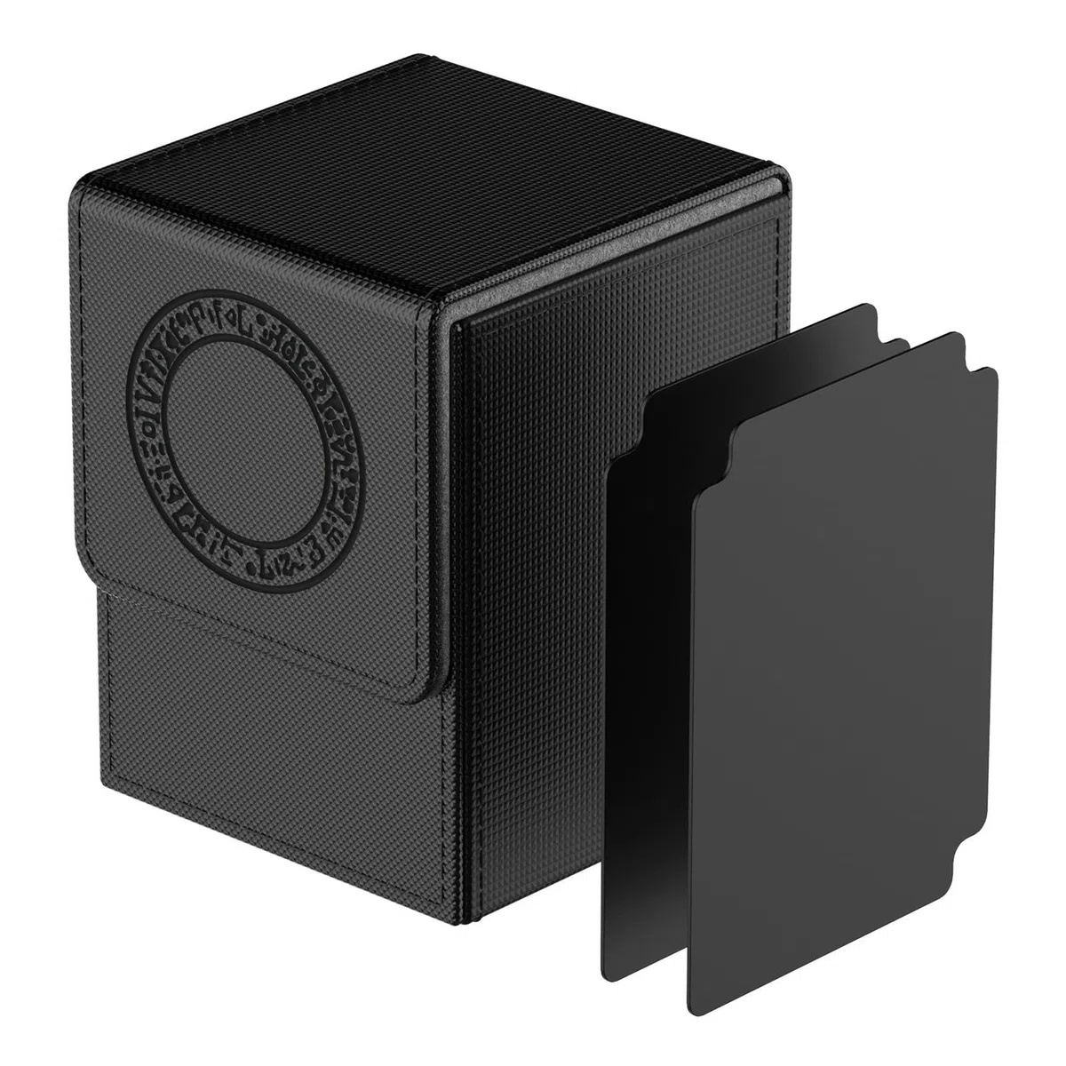 Scatola Box Porta Carte per TCG Carte, con 2 Piastra di Partizione-Contiene fino a 100+ carte-Magnetic Flip Deck Box (Spellbind-Nero)