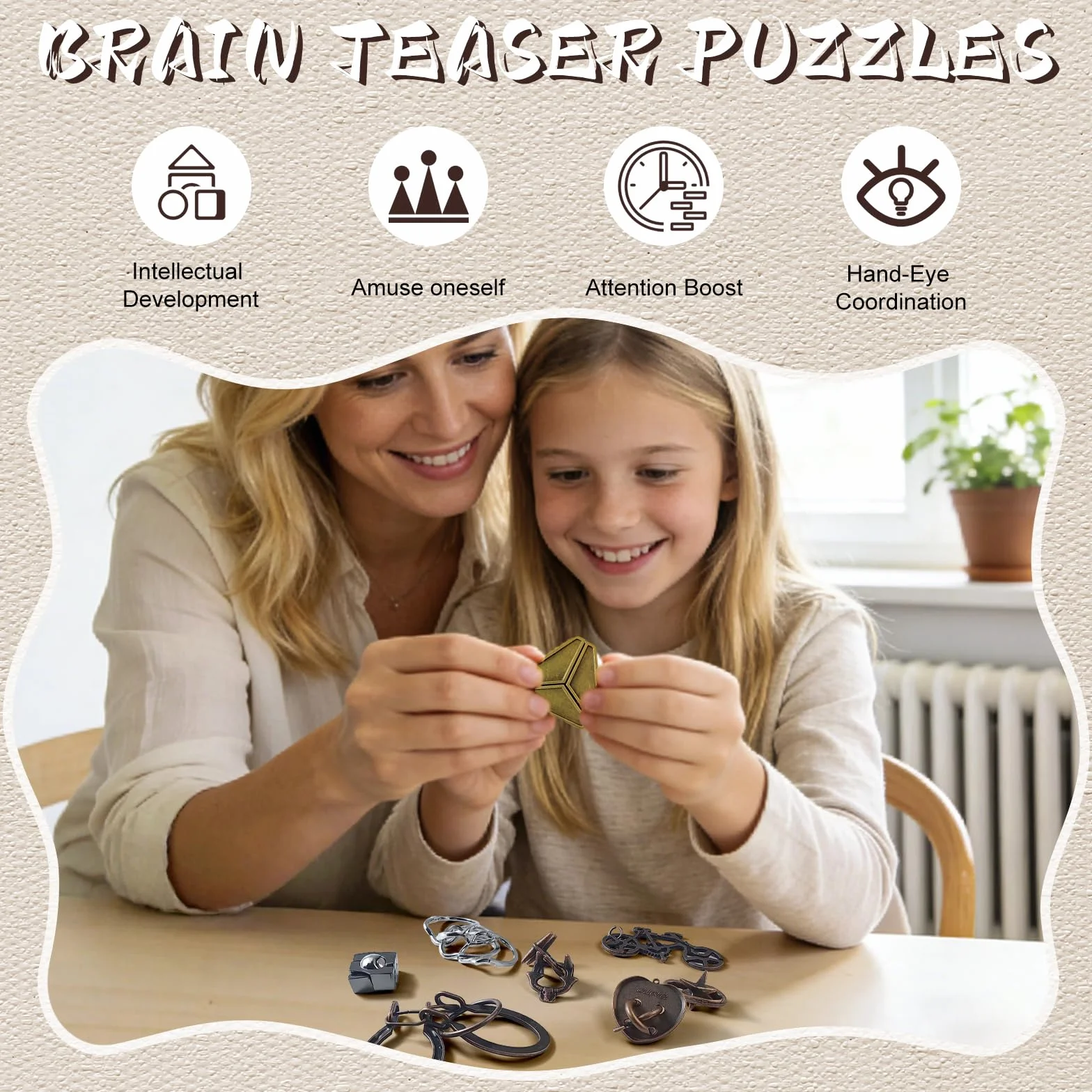9pcs Rompicapo Metallo, Giochi Rompicapo Gioco Intelligenza, Rompicapi Giocattoli Educativo Metal IQ Puzzle Rompicapo Giocattolo Regalo per Adulti Adolescenti